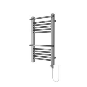 GoodHome Solna Chrome effect Vertical Flat Towel radiator (W)400mm x (H)700mm