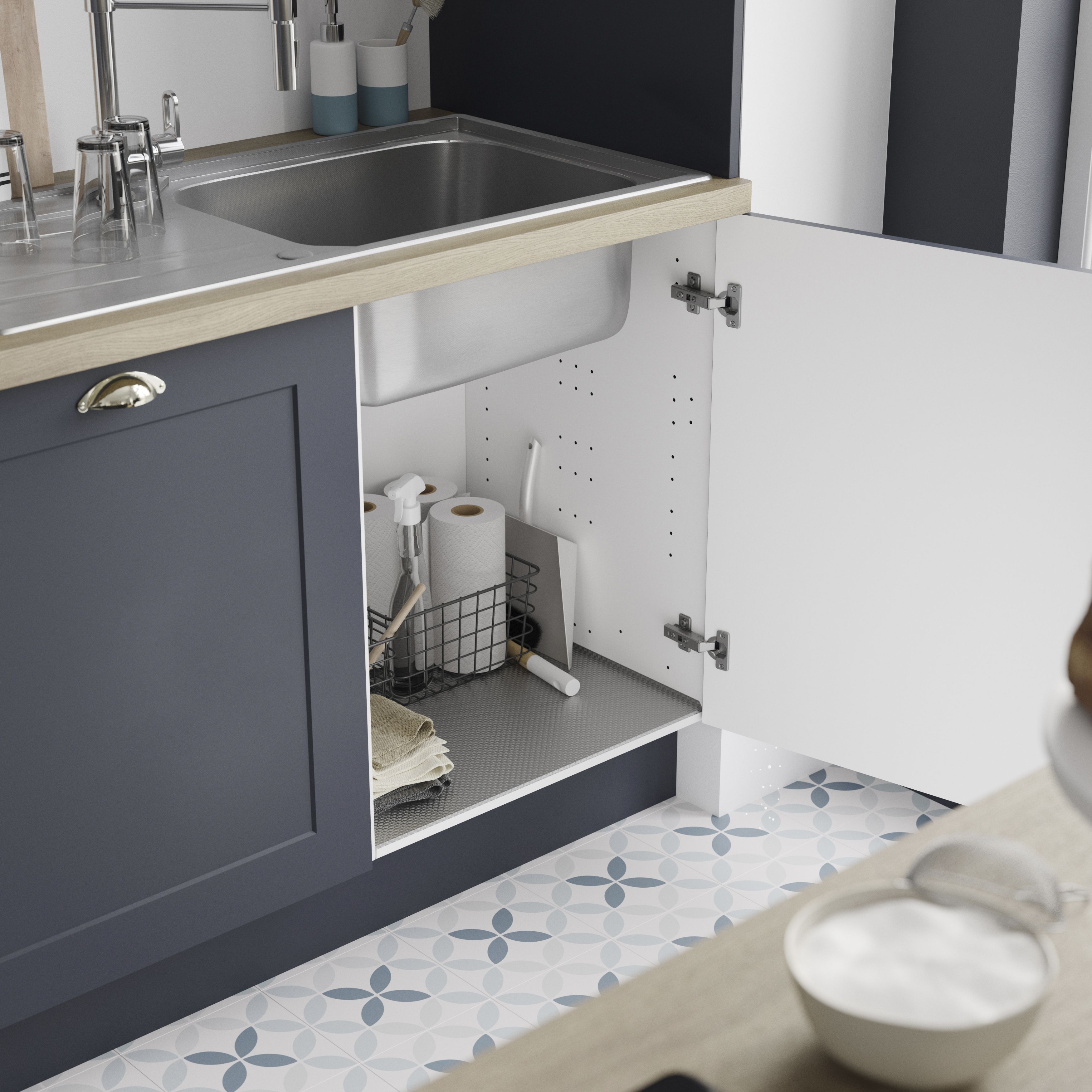 GoodHome Sonchus Silver Metallic effect Aluminium Lining, (W)564mm