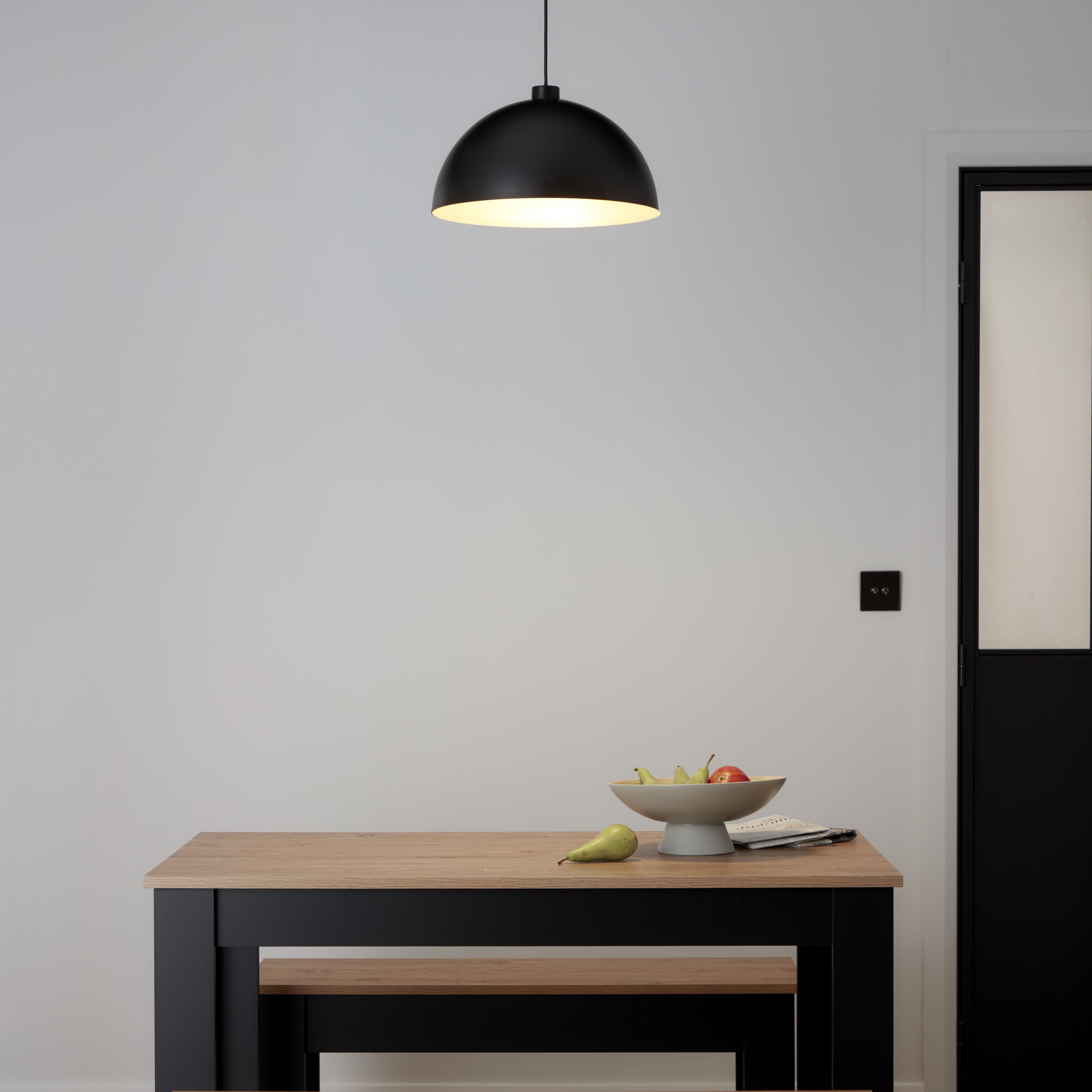 GoodHome Songor Black Gold effect Dome Semi-circle Light shade (D)38cm