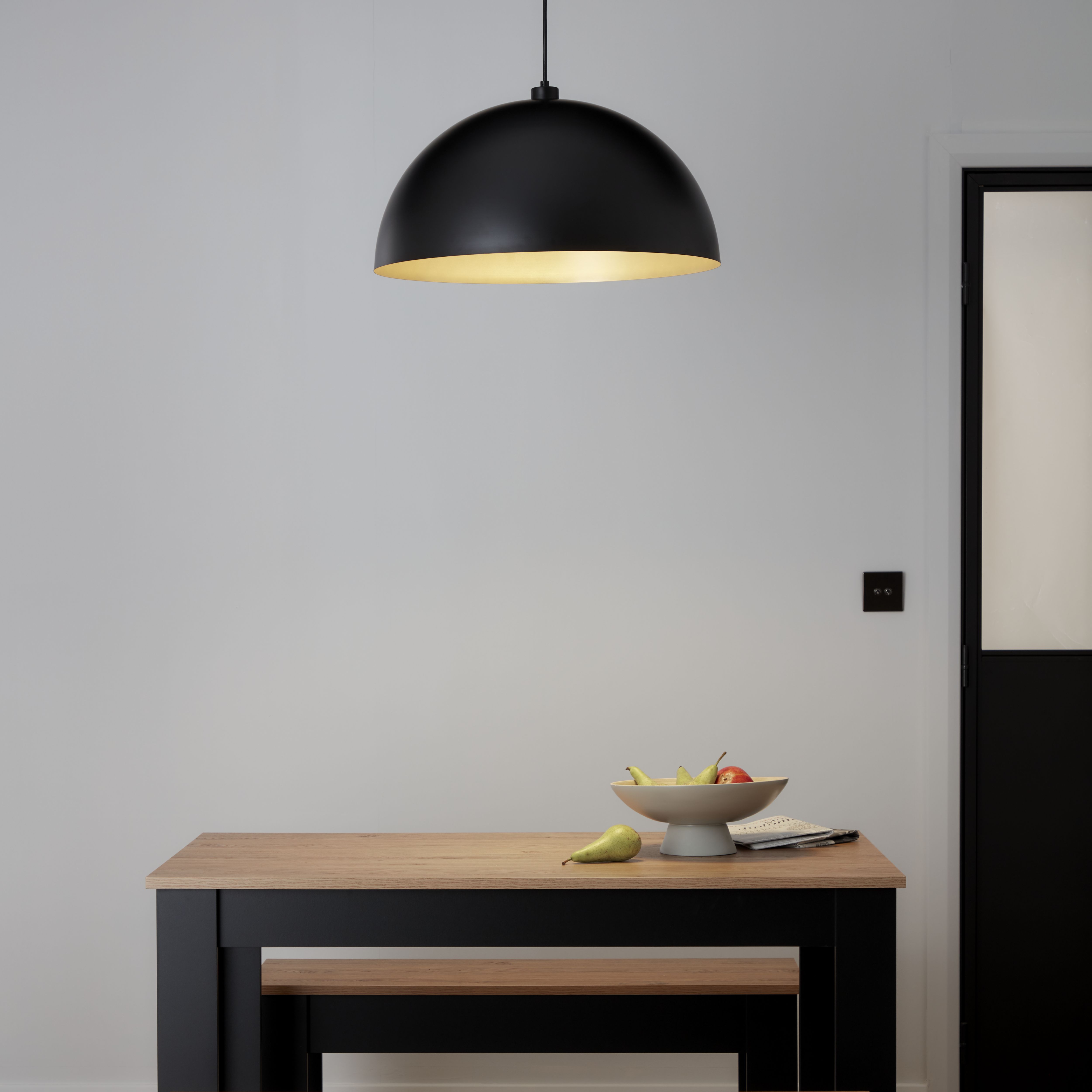 GoodHome Songor Black Pendant Semi-circle Light shade (D)58cm
