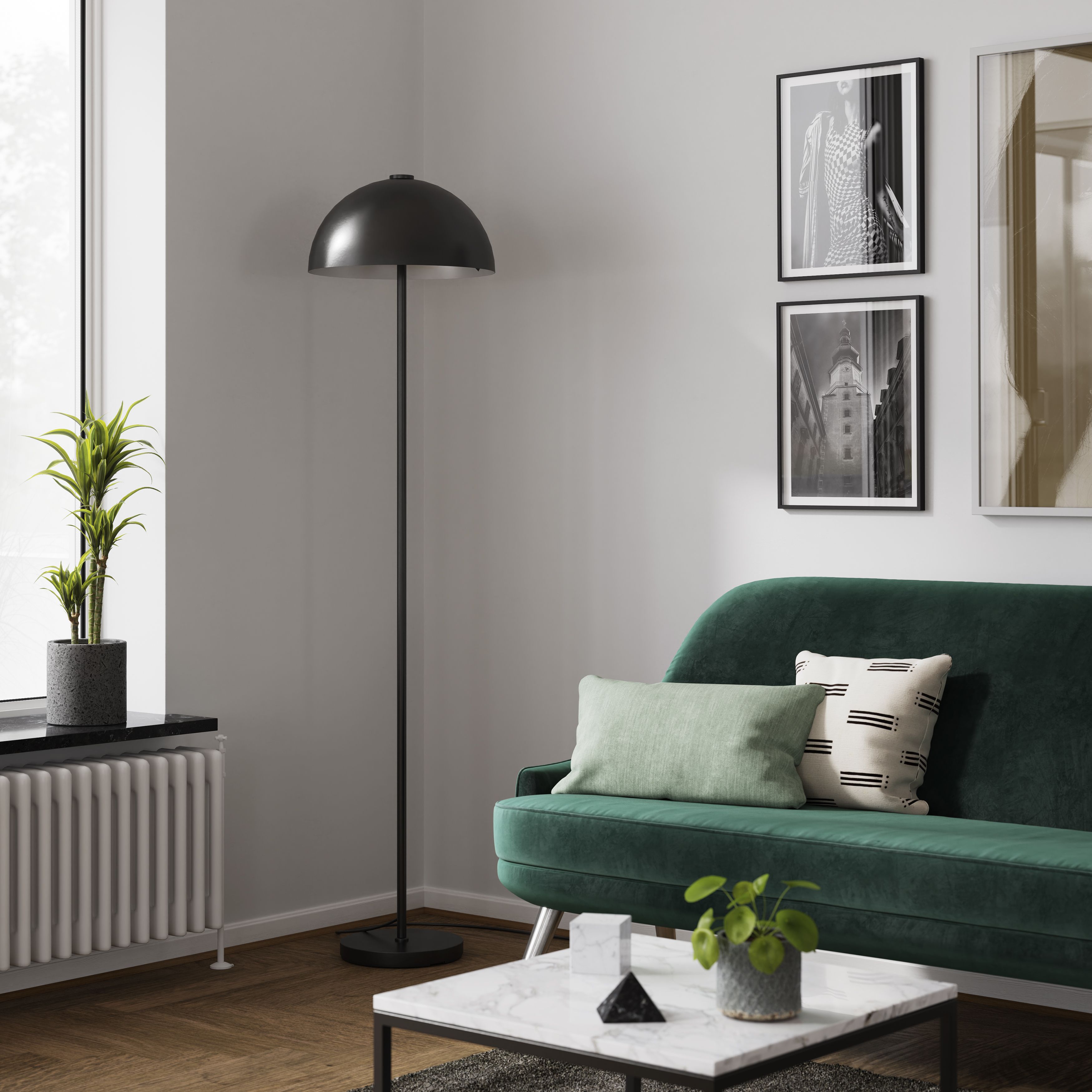GoodHome Songor Modern Matt Black LED Floor lamp