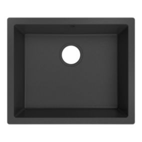 GoodHome Sorrel Black Composite quartz 1 Bowl Kitchen sink 550mm x 460mm