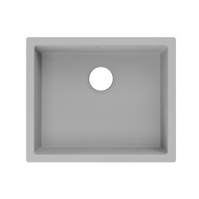 GoodHome Sorrel Grey Composite quartz 1 Bowl Kitchen sink 550mm x 460mm