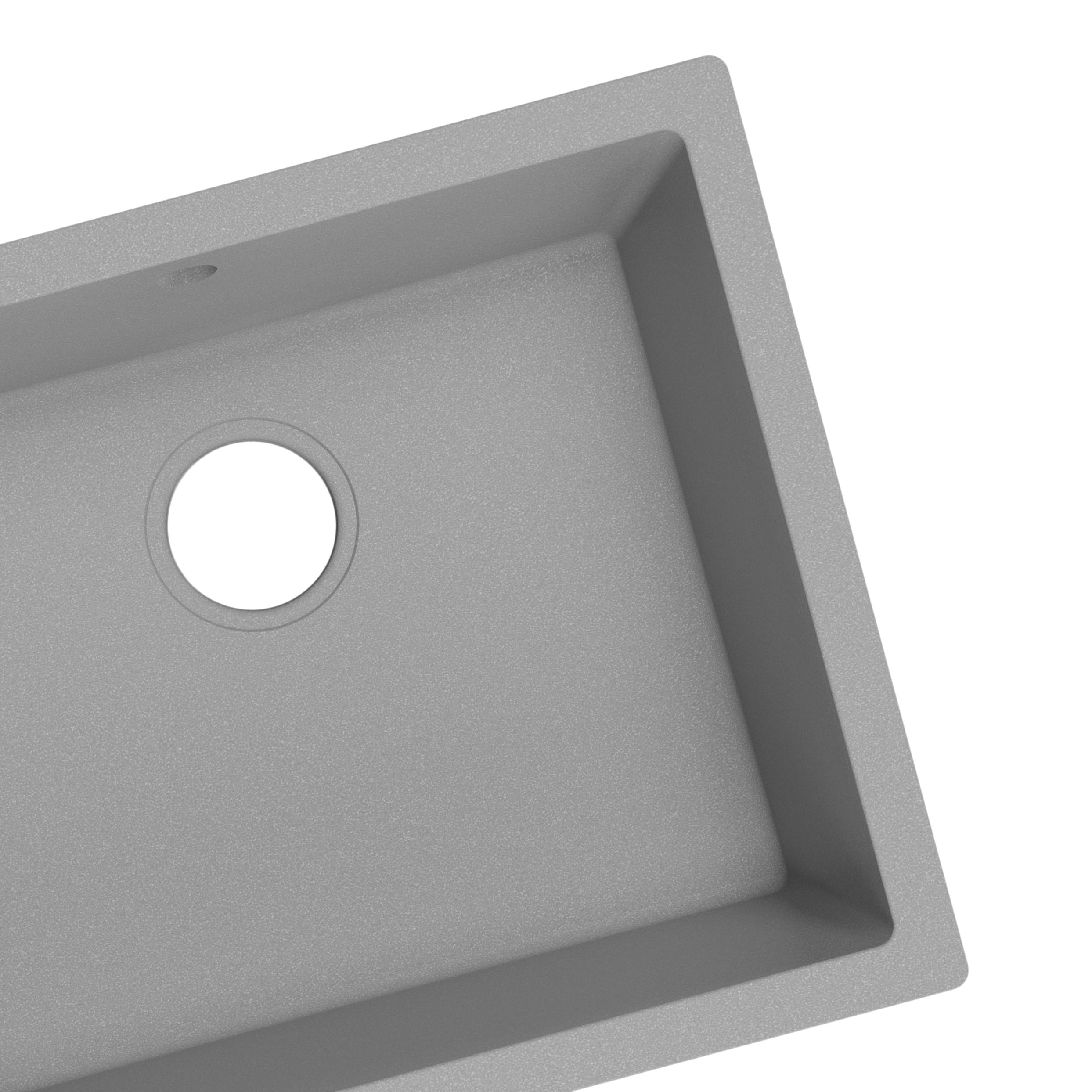 GoodHome Sorrel Polished Grey Composite quartz 1 Bowl Kitchen sink 550mm x 460mm