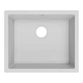 GoodHome Sorrel White Composite quartz 1 Bowl Kitchen sink (W)550mm x (L)460mm