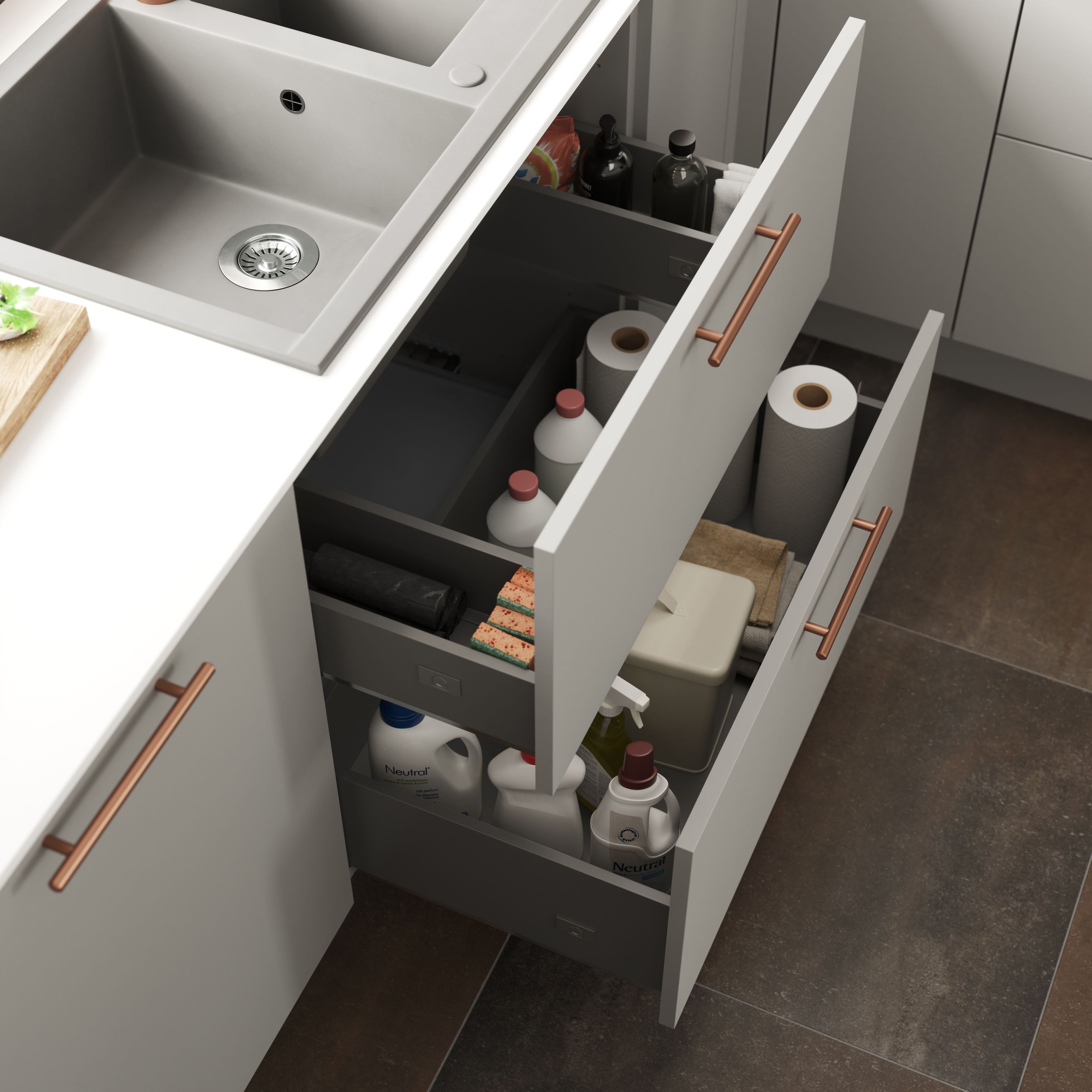 GoodHome Soto Matt Anthracite Kitchen drawer unit, 964mm