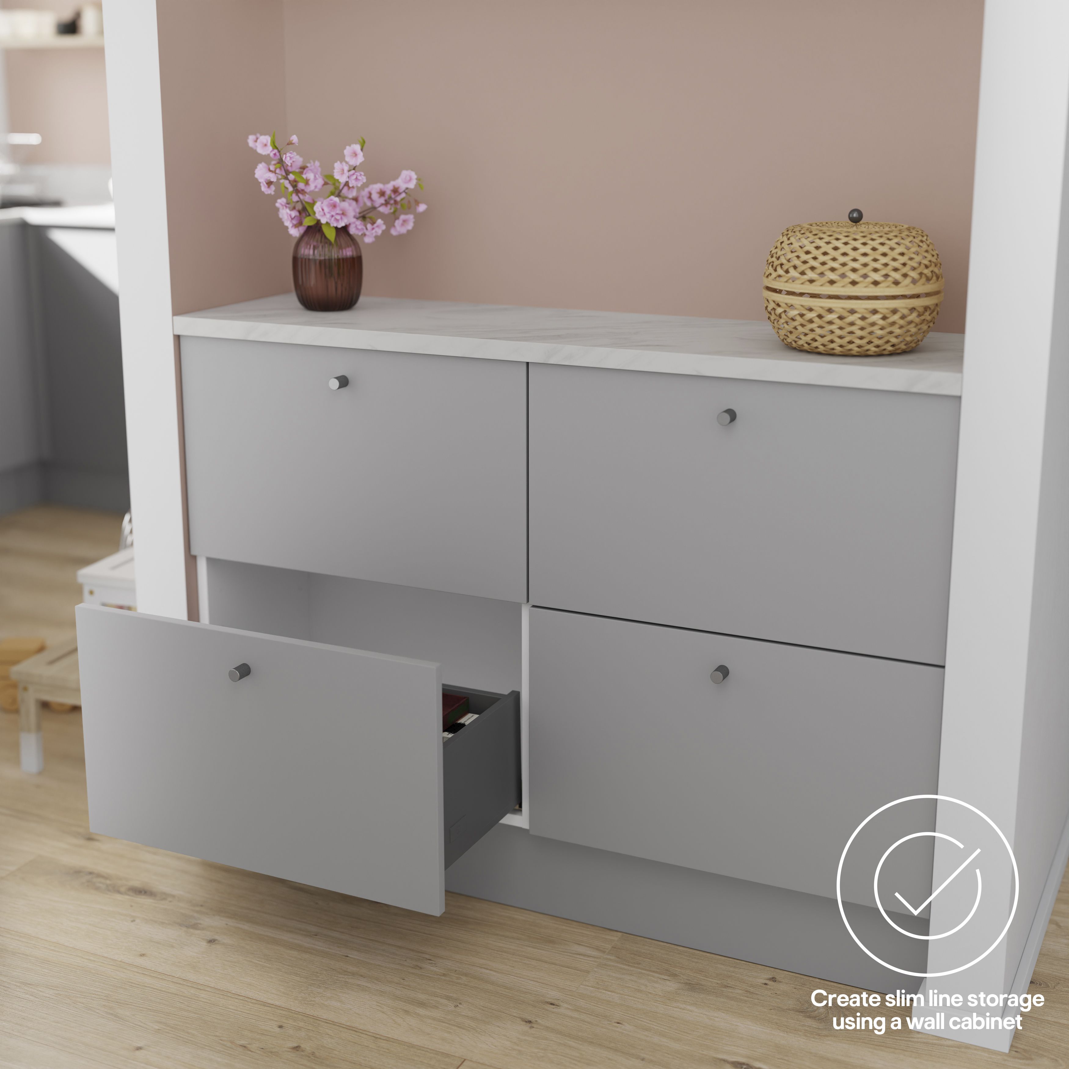 GoodHome Soto Soft-close Slimline deep drawer box (W)400mm