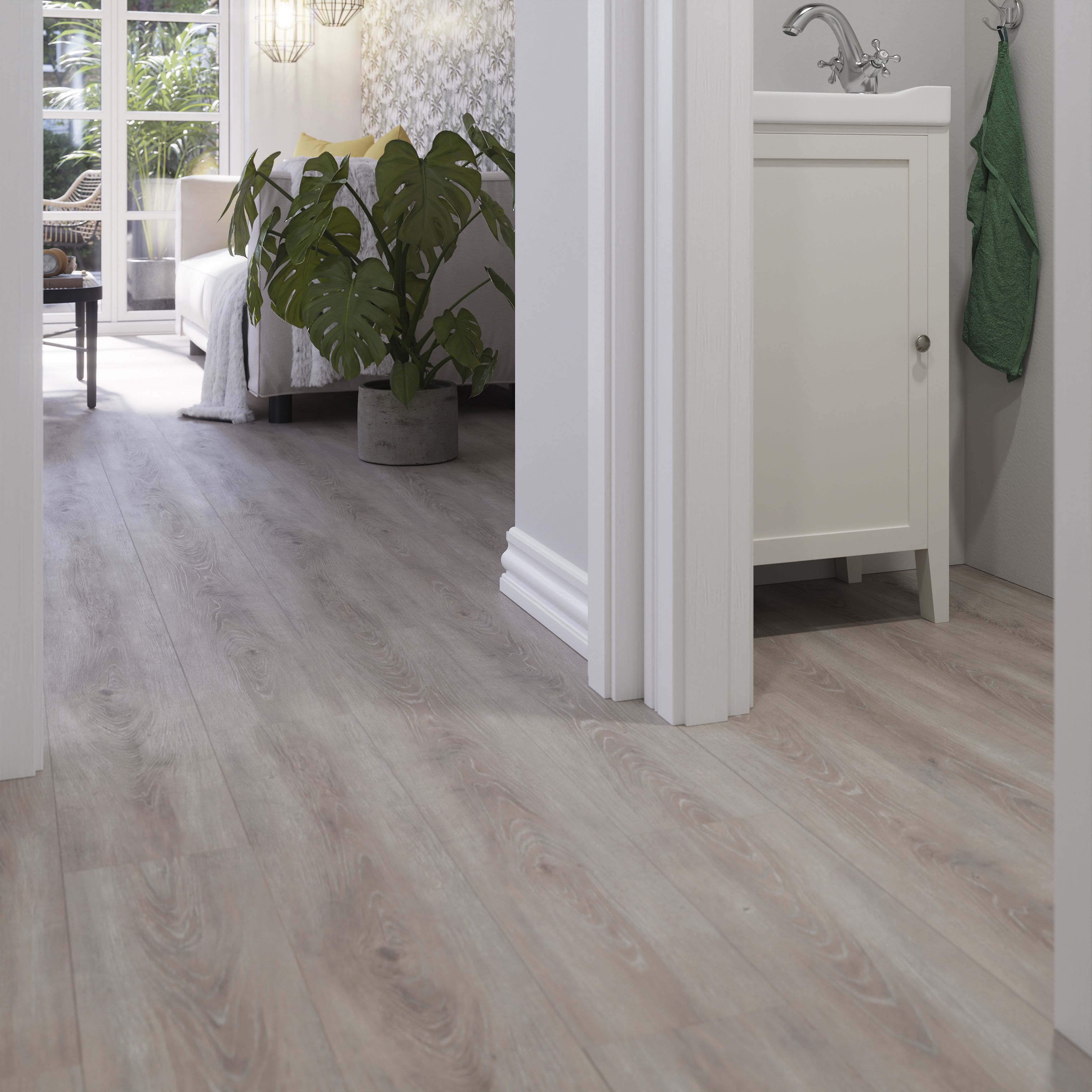 GoodHome Southwell Grey Wood effect Laminate Flooring, 1.59m²