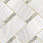 GoodHome Spinel Grey & white Tile effect Chevron Textured Wallpaper