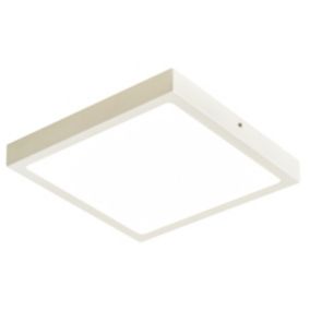GoodHome Square Brushed Metal & plastic White LED Ceiling light
