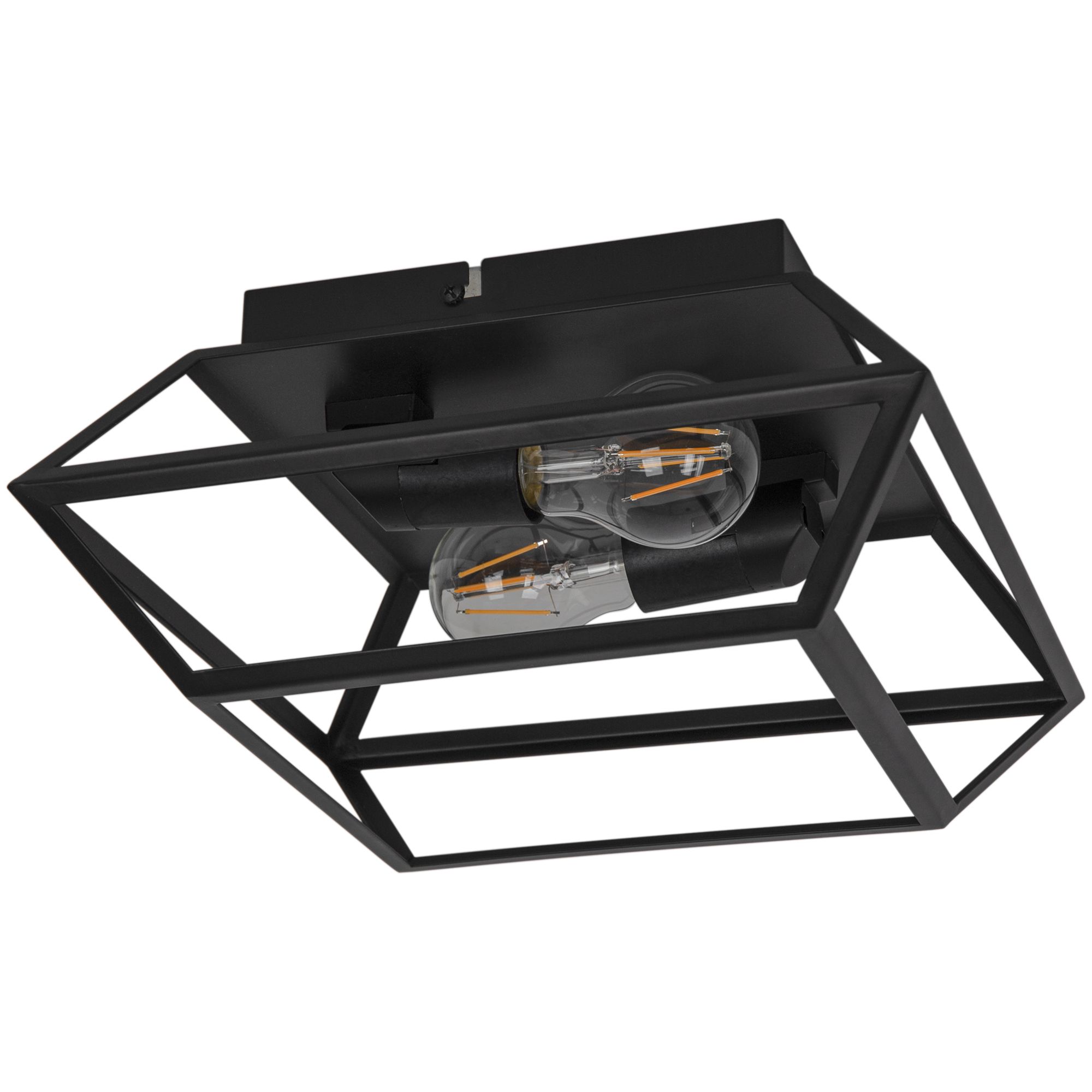 GoodHome Square Matt Metal Black 2 Lamp LED Ceiling light