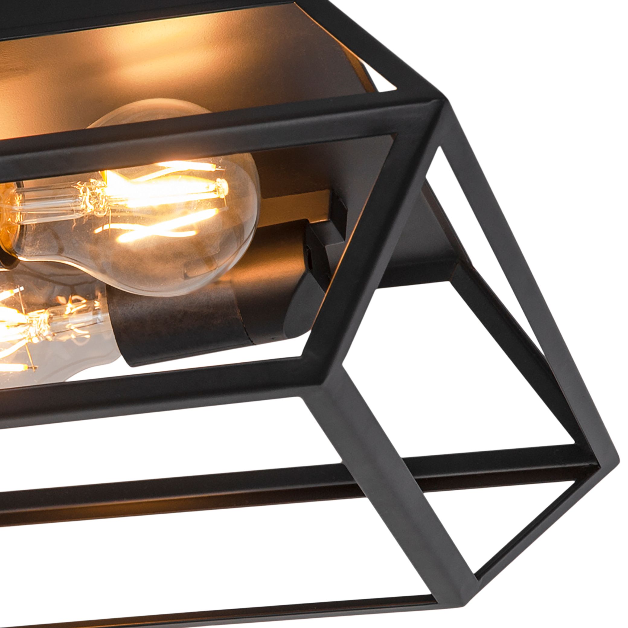GoodHome Square Matt Metal Black 2 Lamp LED Ceiling light