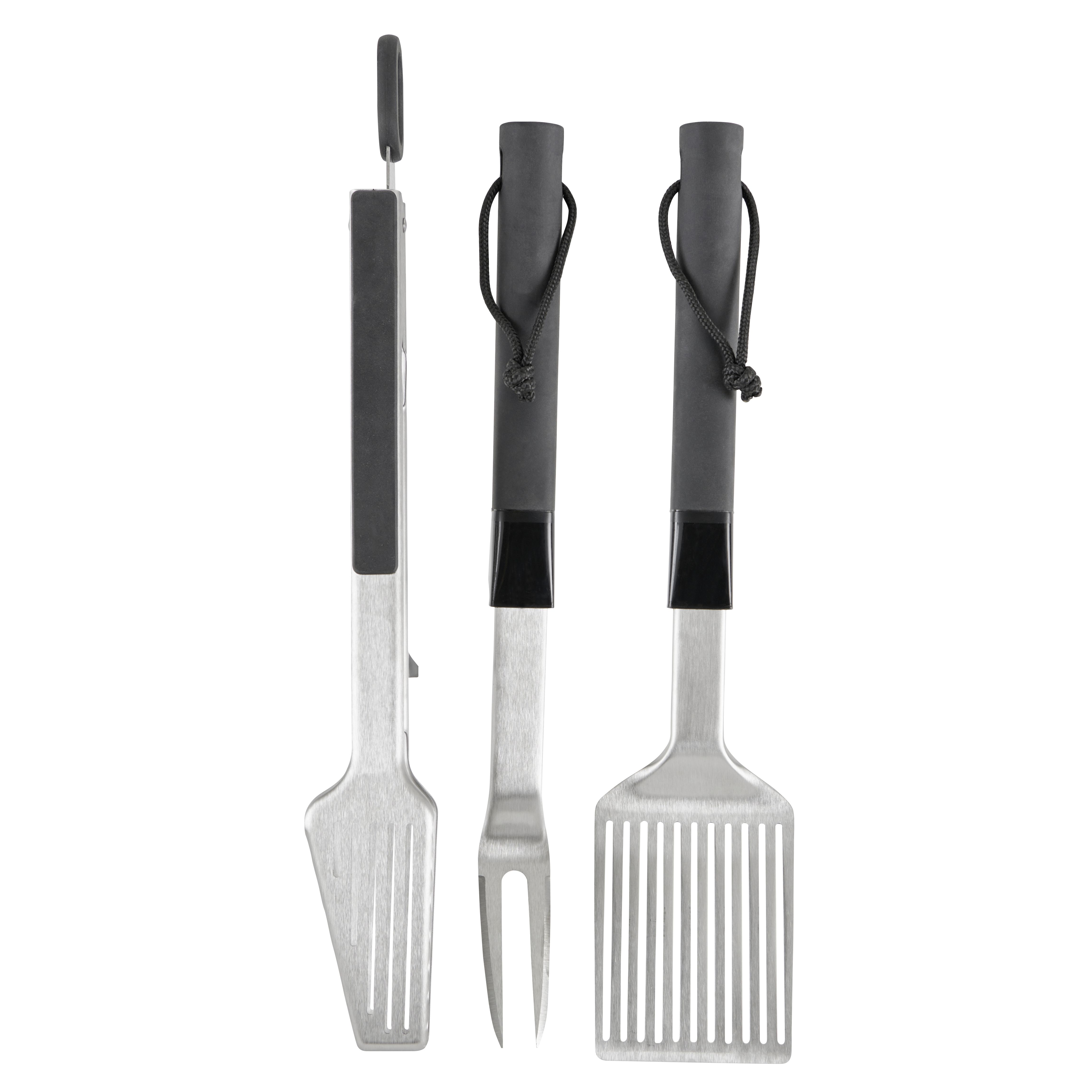 GoodHome Stainless steel 3 piece Barbecue tool set DIY at B&Q