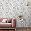 GoodHome Stanmer Beige Mica effect Floral Textured Wallpaper
