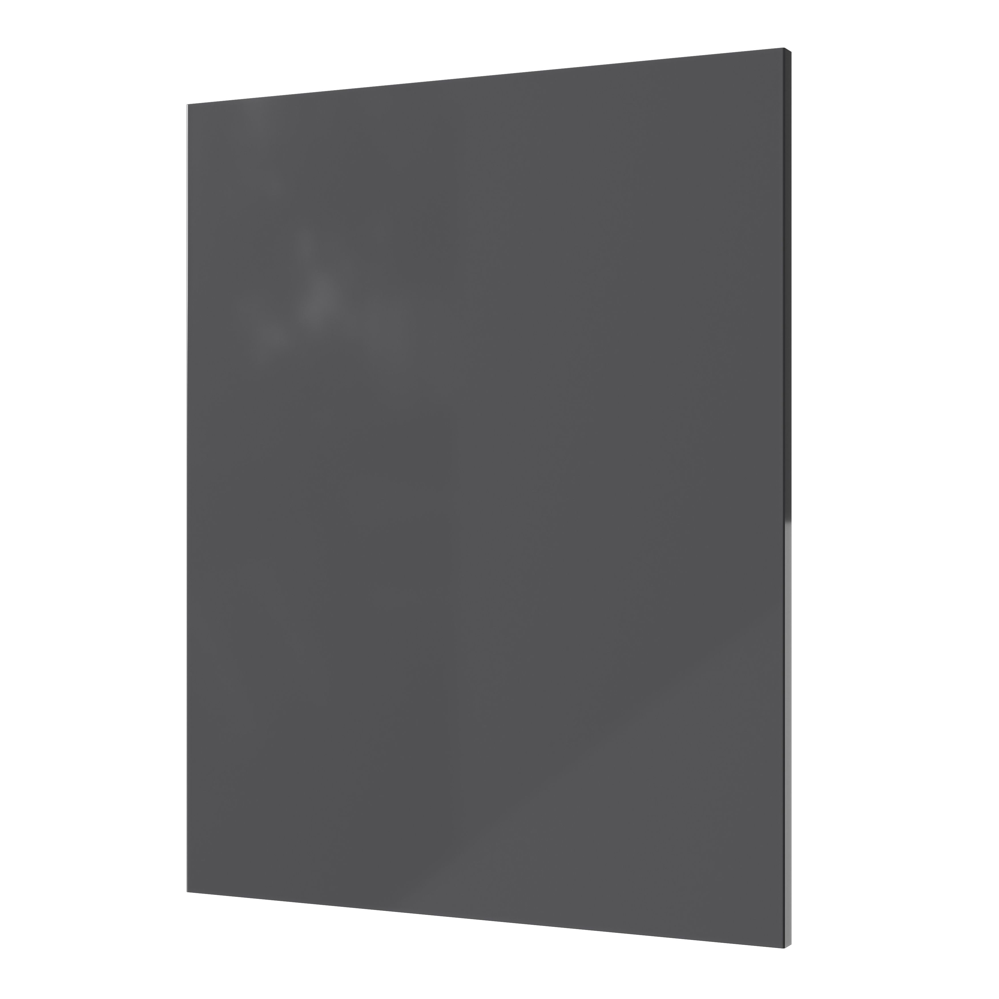 GoodHome Stevia & Garcinia Gloss anthracite Slab Clad on end panel (H)715mm (W)595mm