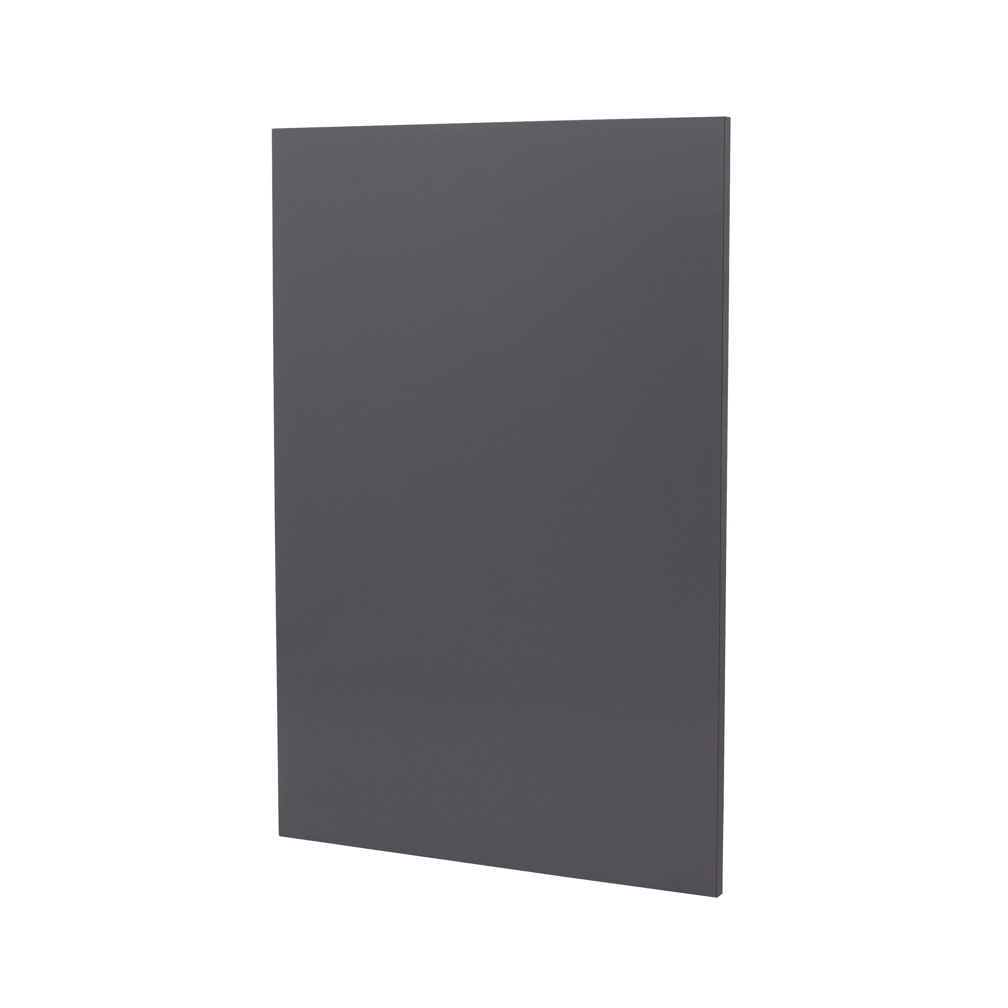 GoodHome Stevia & Garcinia Gloss anthracite slab Standard End support panel (H)870mm (W)590mm