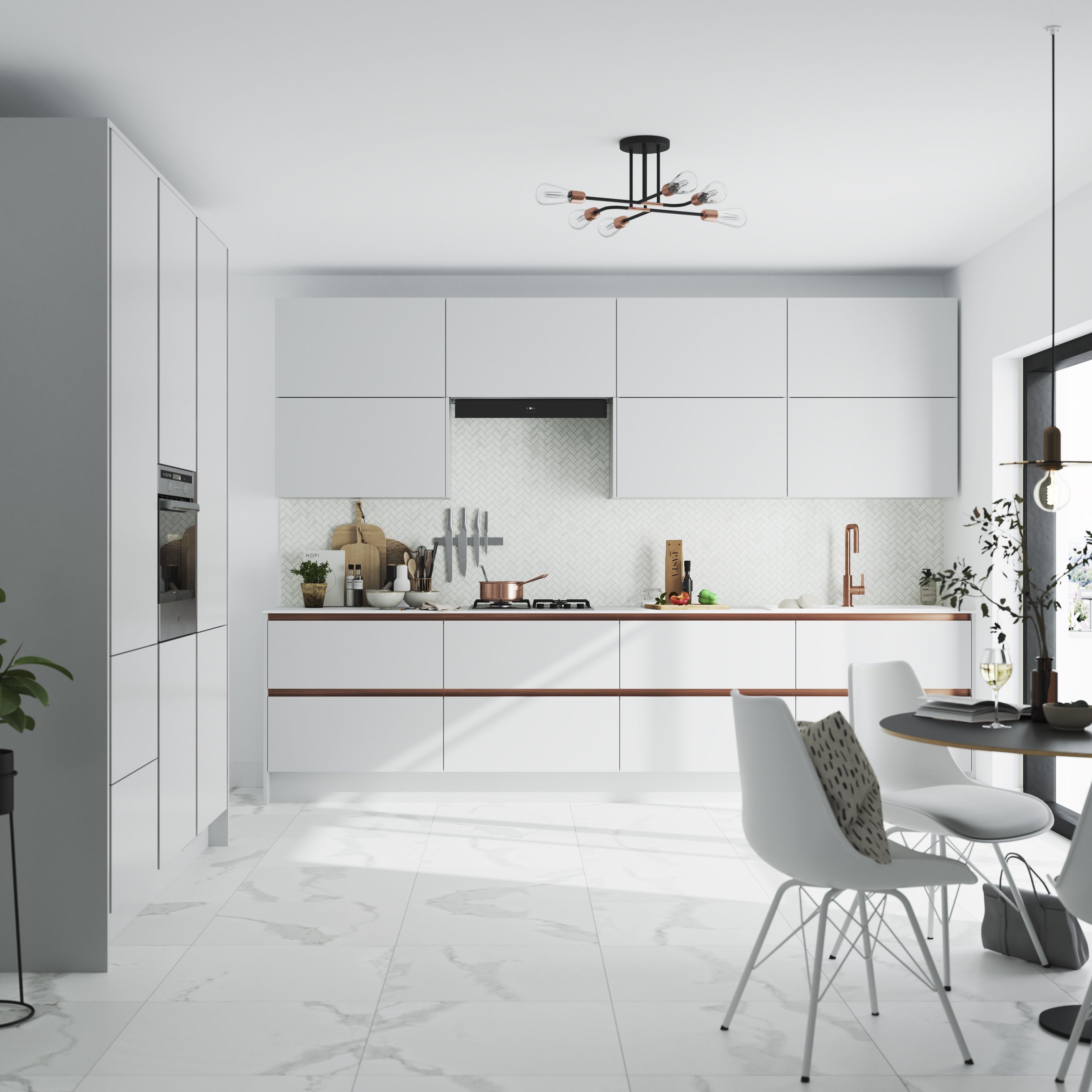 GoodHome Stevia & Garcinia Gloss light grey Slab Standard End panel (H)715mm (W)595mm
