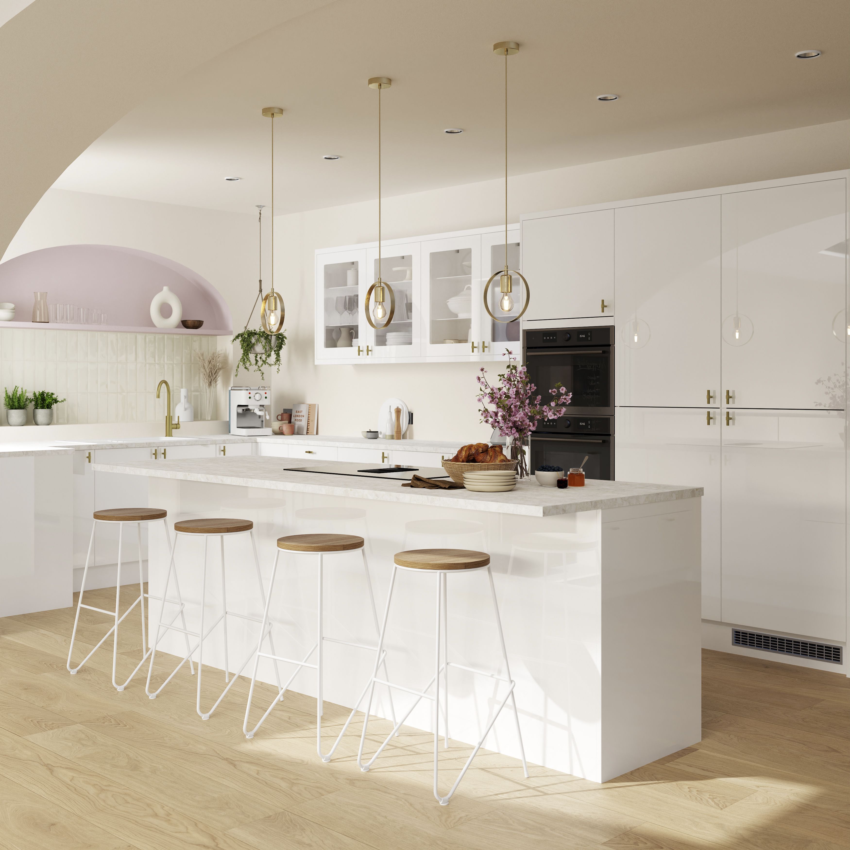 White gloss breakfast bar deals and stools