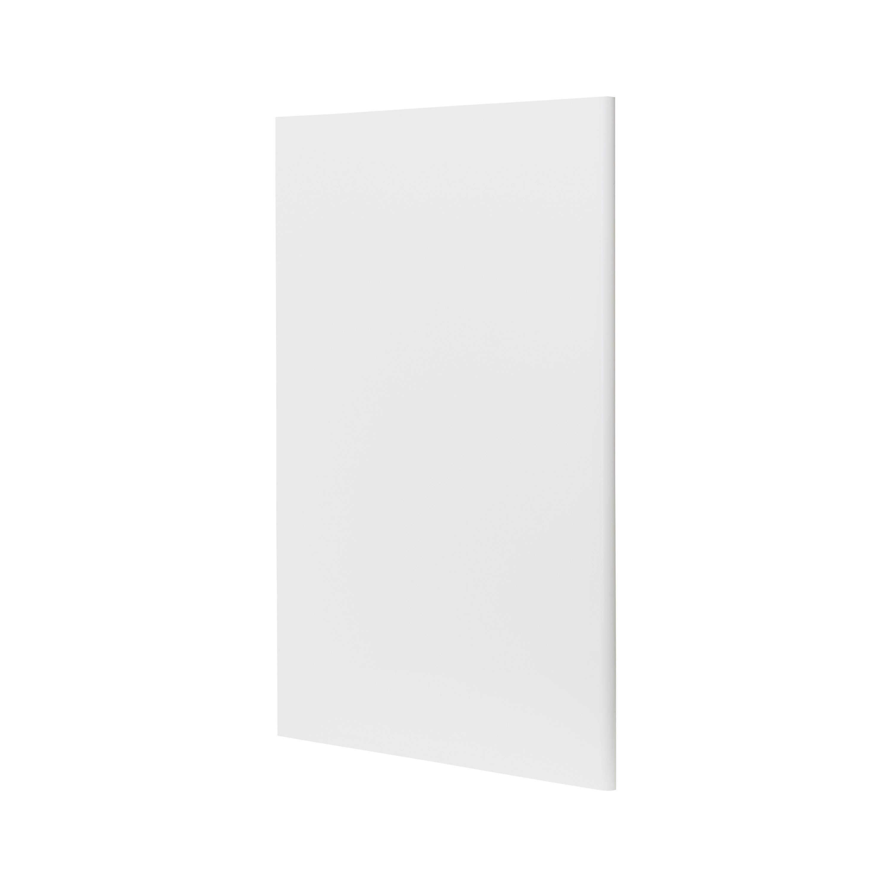 GoodHome Stevia & Garcinia Gloss white wood effect Slab Clad on end panel (H)934mm (W)640mm