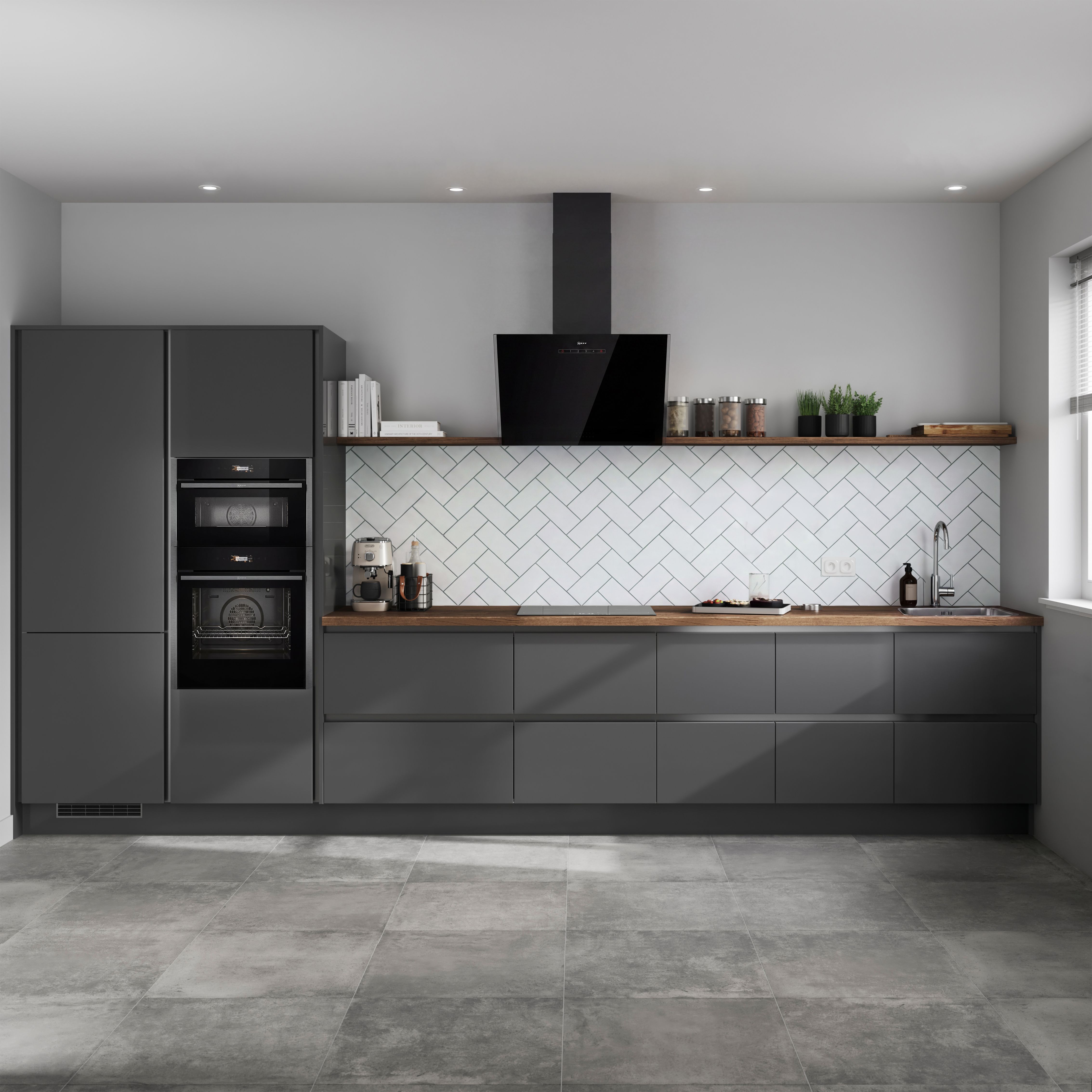 GoodHome Stevia Gloss anthracite Highline Cabinet door (W)500mm (H)715mm (T)18mm