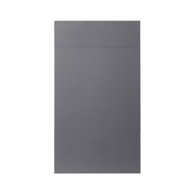 GoodHome Stevia Gloss anthracite slab Drawer front (W)500mm, Pack of 4