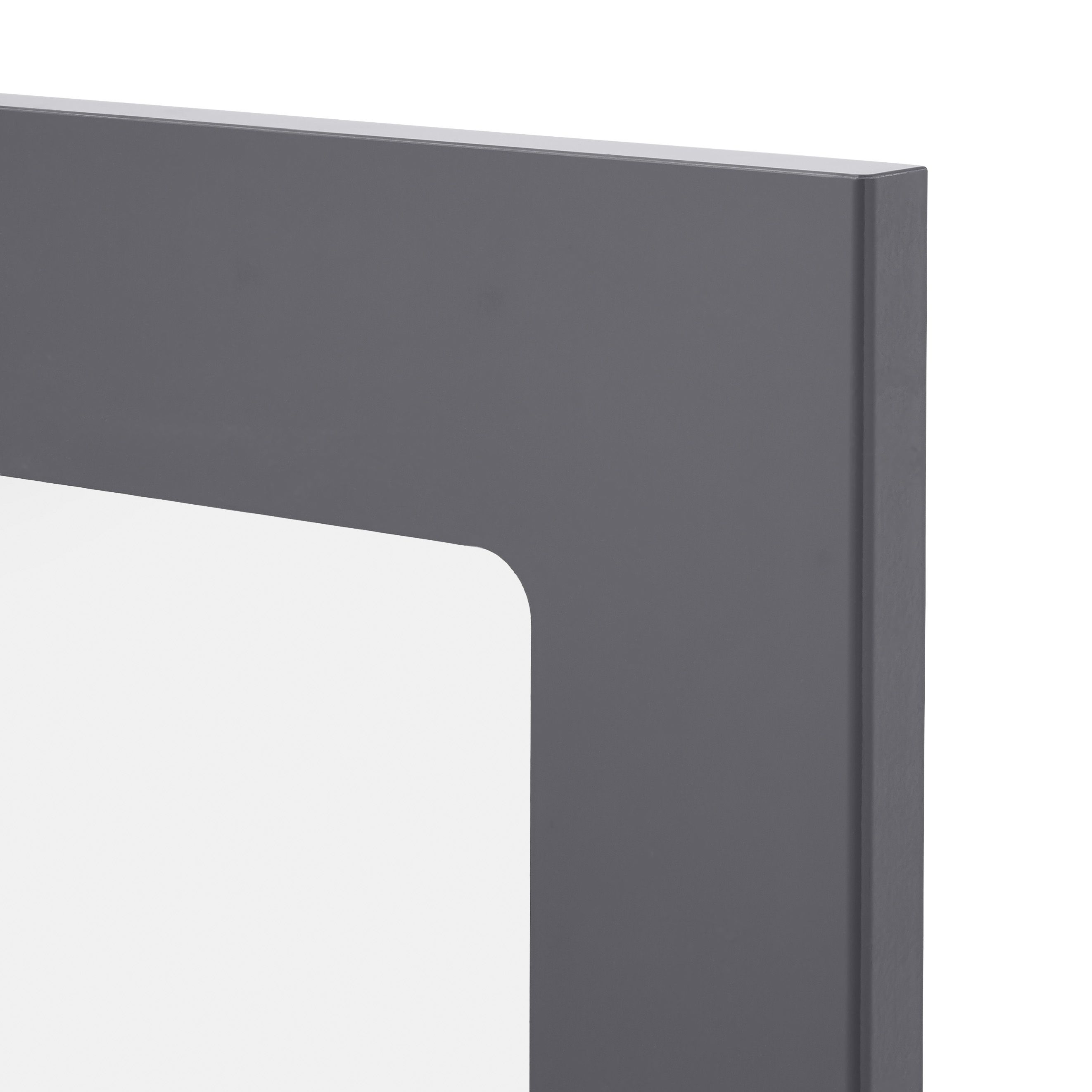 GoodHome Stevia Gloss anthracite Slab Glazed Cabinet door (W)500mm (H)715mm (T)18mm