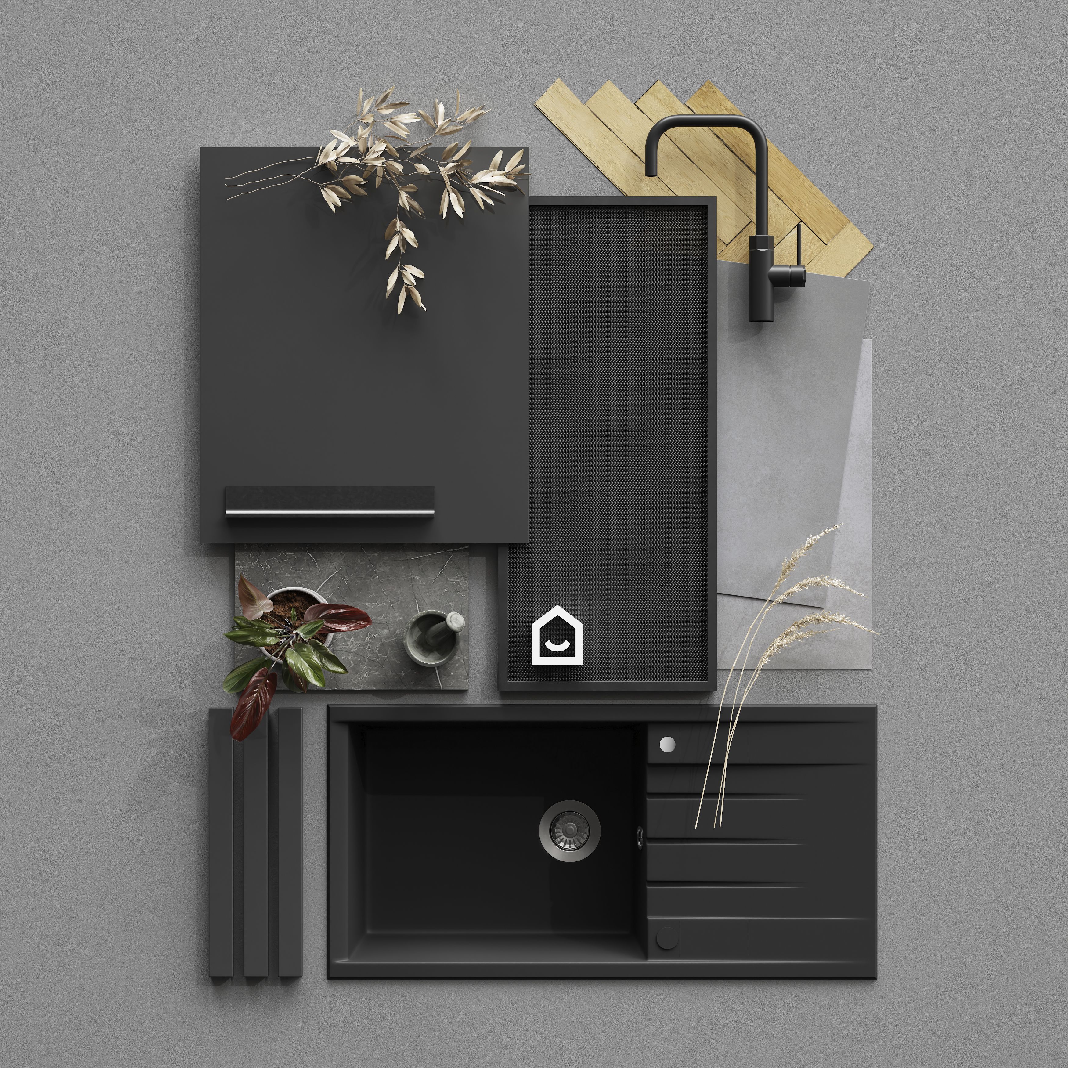 GoodHome Stevia Gloss anthracite Tall appliance Cabinet door (W)600mm (H)723mm (T)18mm