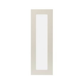 GoodHome Stevia Gloss cream slab Tall glazed Cabinet door (W)300mm (H)895mm (T)18mm