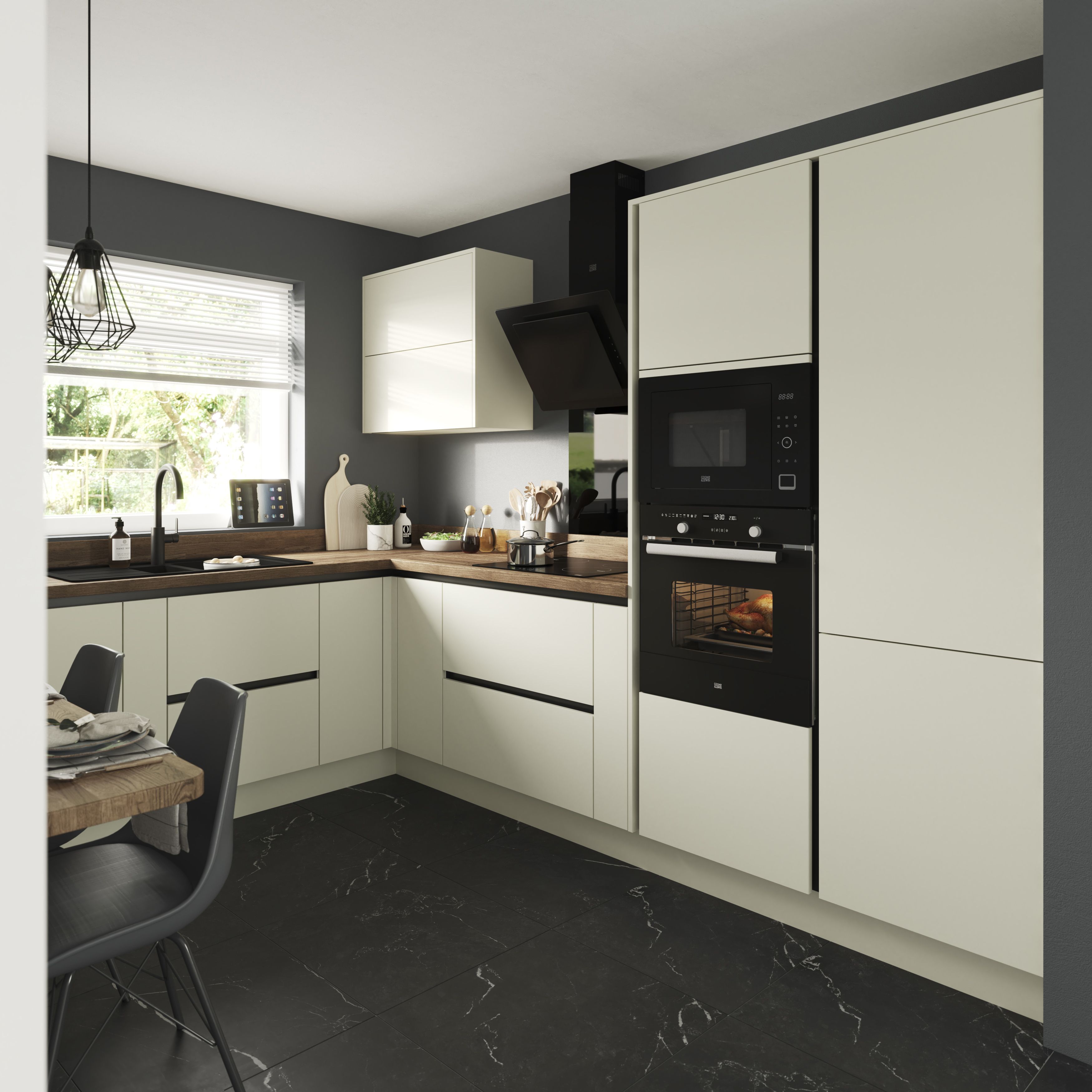 GoodHome Stevia Gloss cream Tall wall Cabinet door (W)600mm (H)895mm (T)18mm