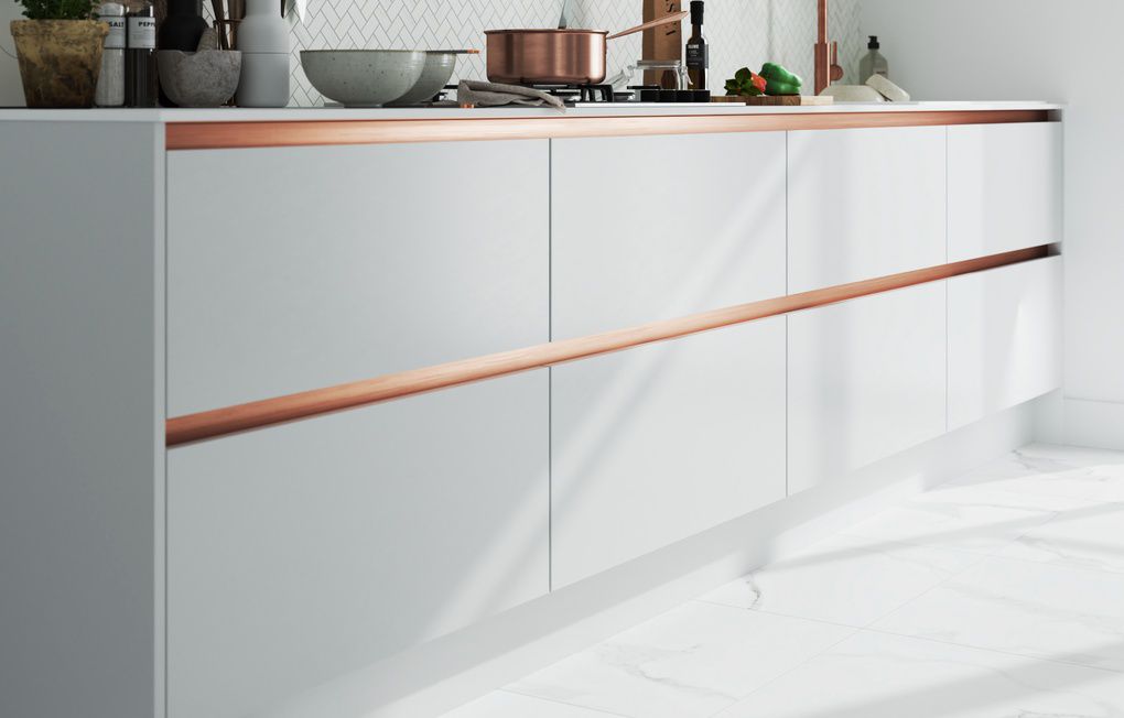 GoodHome Stevia Gloss grey Slab 2 drawer front, bridging door & bi-fold door 500mm