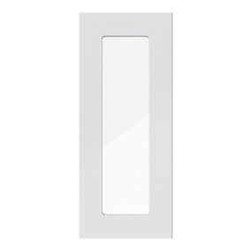 GoodHome Stevia Gloss grey slab Glazed Cabinet door (W)300mm (H)715mm (T)18mm