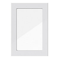 GoodHome Stevia Gloss grey slab Glazed Cabinet door (W)500mm (H)715mm (T)18mm