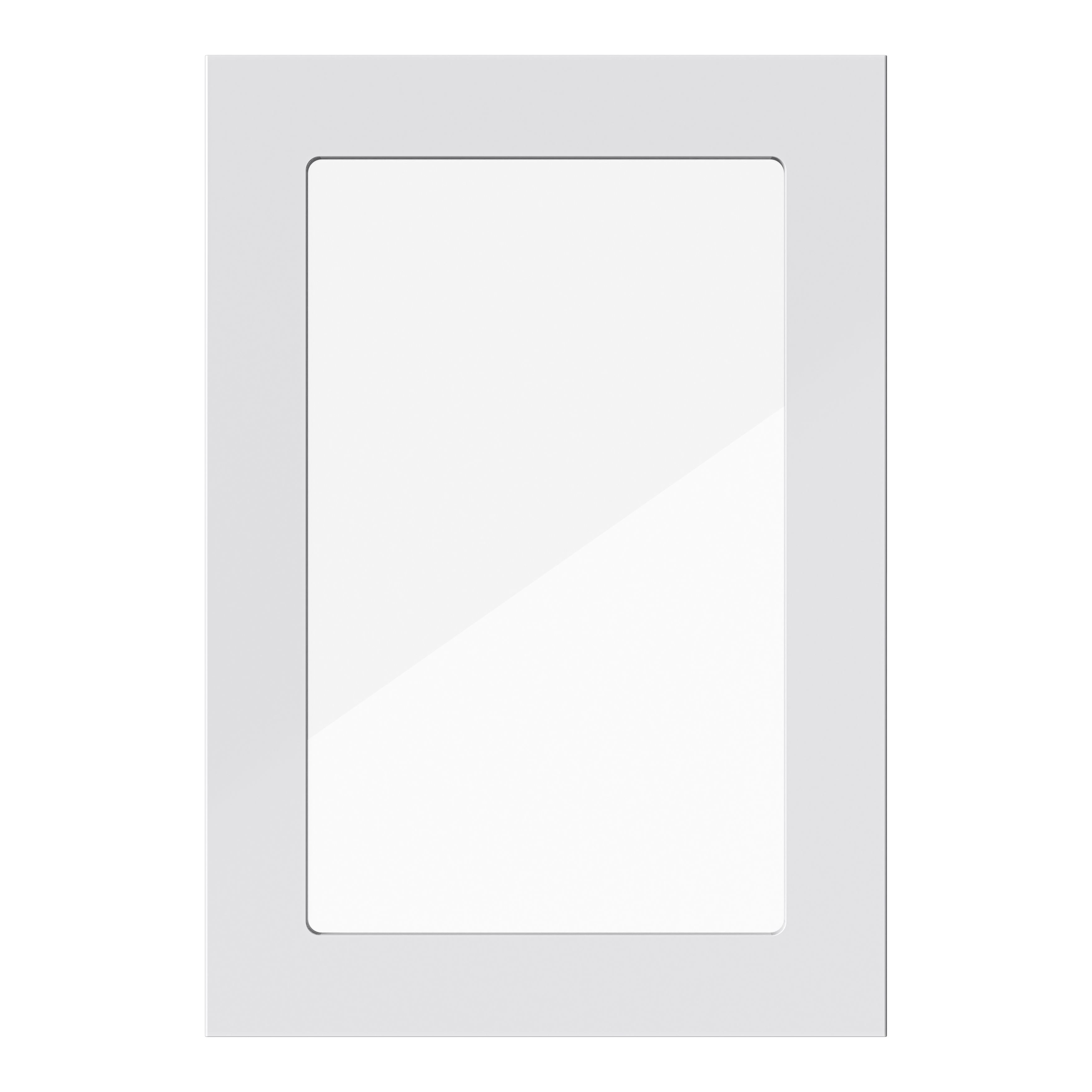 GoodHome Stevia Gloss grey Slab Glazed Tall glazed Cabinet door (W)500mm (H)895mm (T)18mm