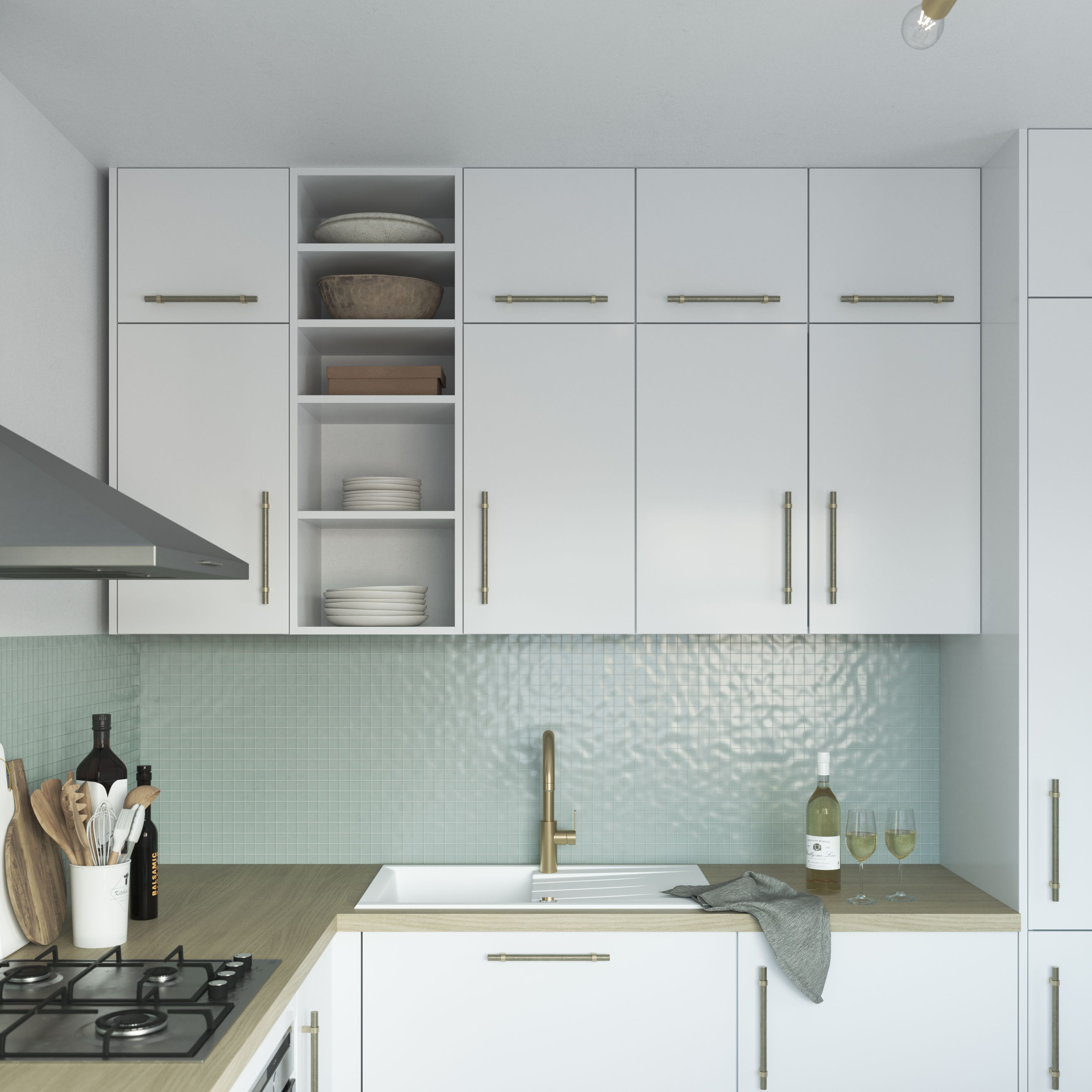 GoodHome Stevia Gloss grey slab Tall appliance Cabinet door (W)600mm (H)867mm (T)18mm