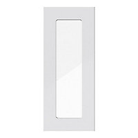 GoodHome Stevia Gloss grey slab Tall glazed Cabinet door (W)300mm (H)895mm (T)18mm