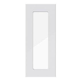 GoodHome Stevia Gloss grey slab Tall glazed Cabinet door (W)300mm (H)895mm (T)18mm