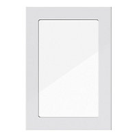 GoodHome Stevia Gloss grey slab Tall glazed Cabinet door (W)500mm (H)895mm (T)18mm