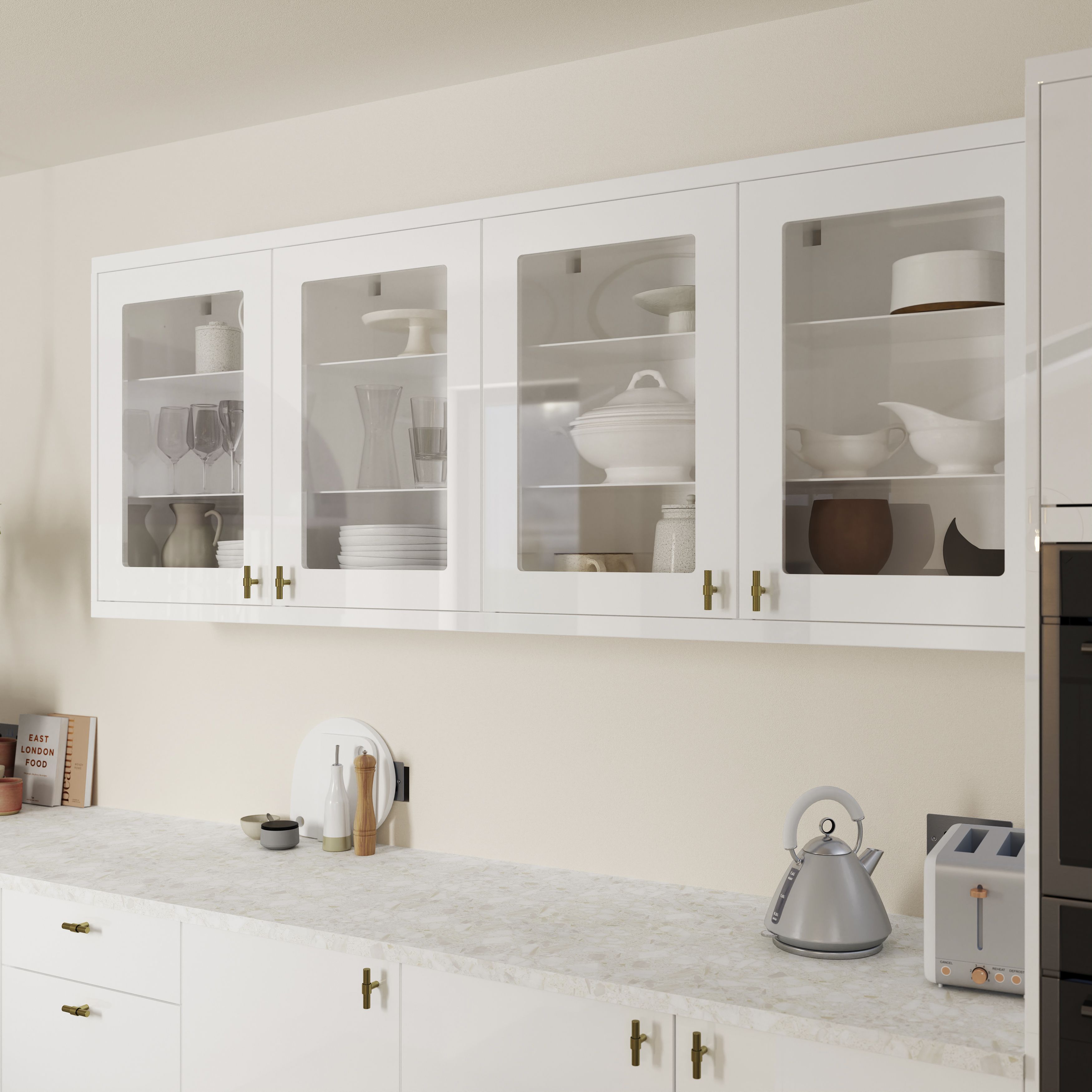 GoodHome Stevia Gloss white Glazed Cabinet door (W)500mm (H)715mm (T)18mm