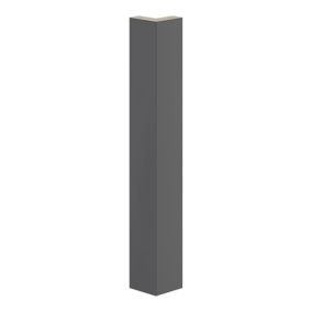 GoodHome Stevia Innovo handleless gloss anthracite slab Standard Corner post, (W)48mm (H)340mm