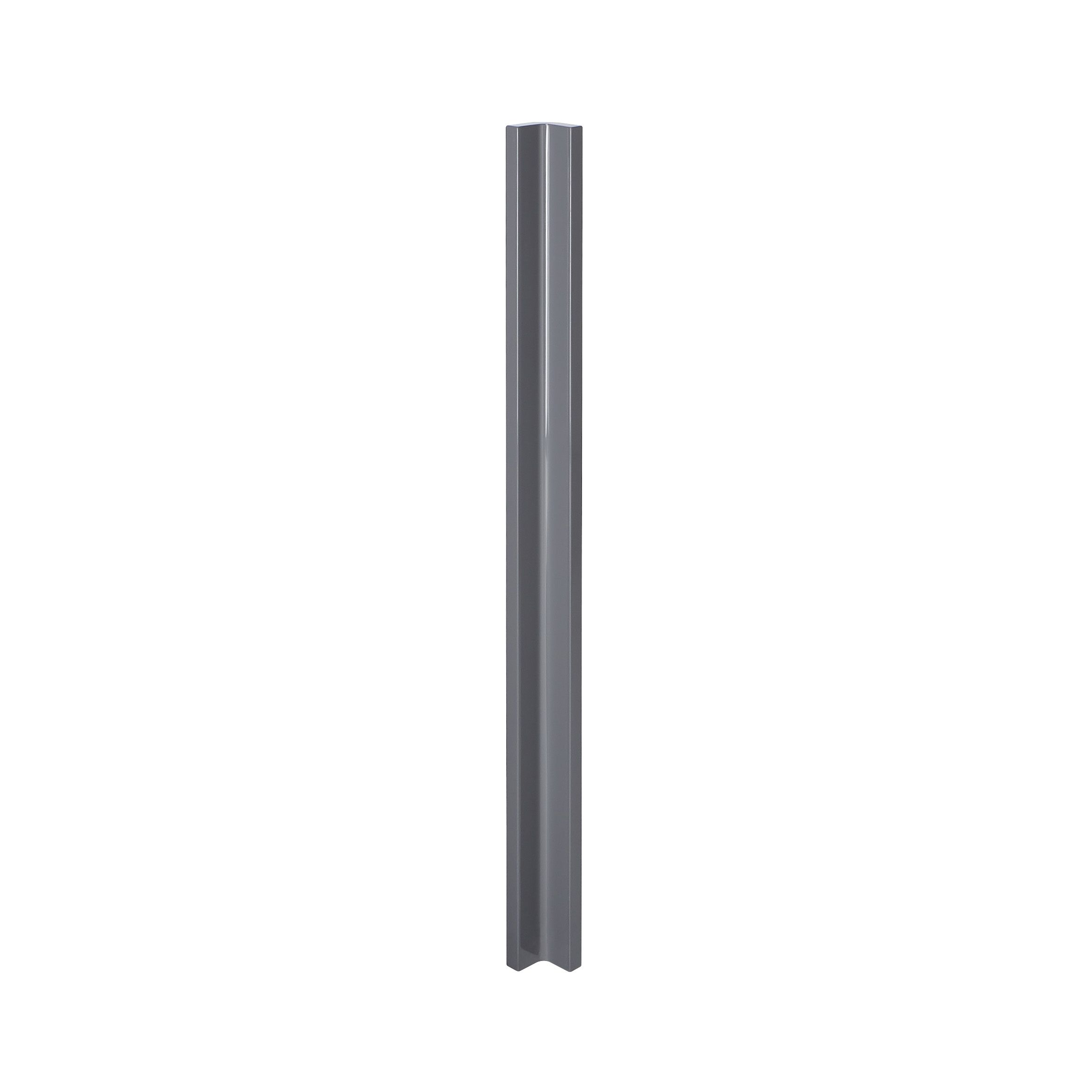 GoodHome Stevia Innovo handleless Gloss anthracite Standard Corner post, (W)34mm (L)895mm