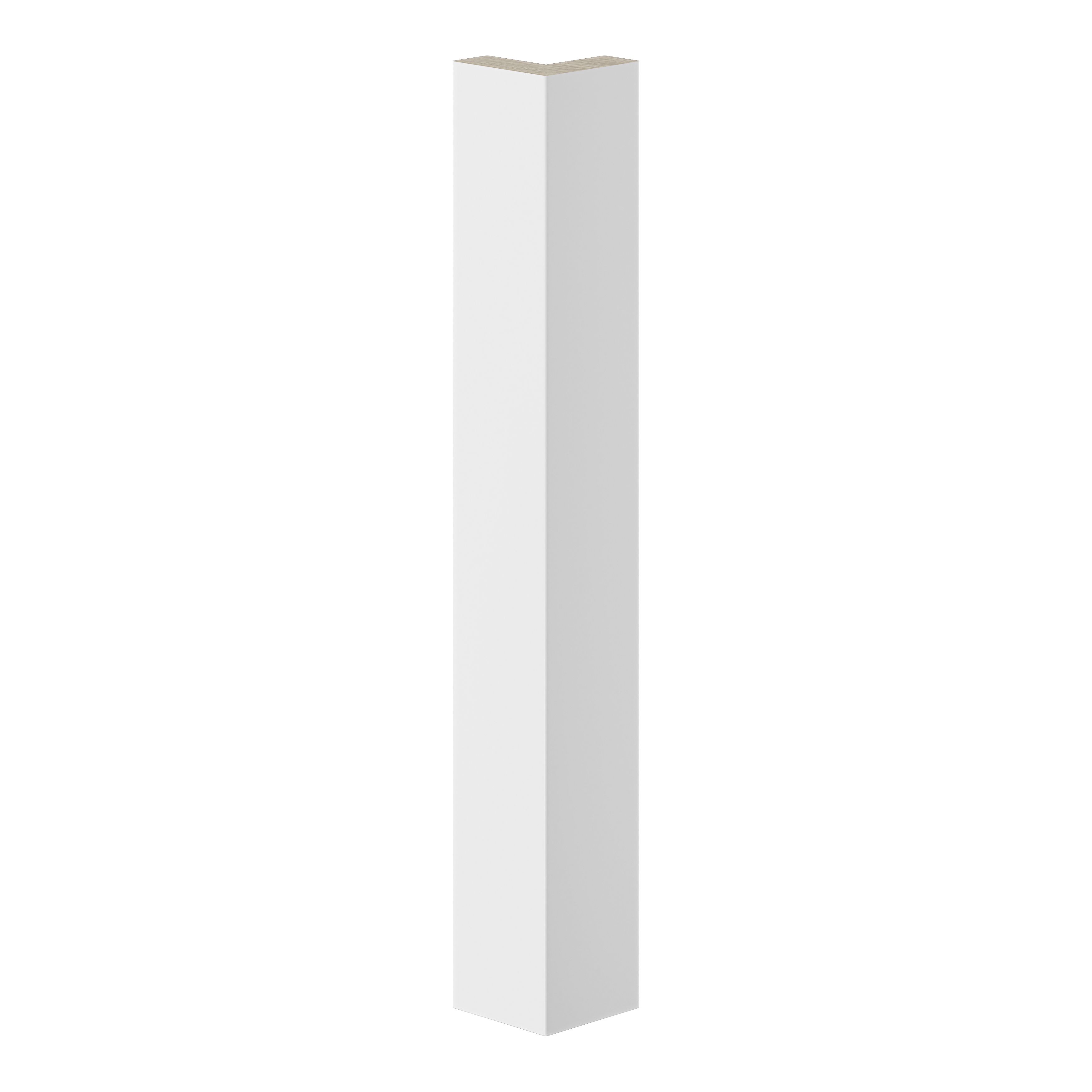 GoodHome Stevia Innovo handleless gloss white slab Gloss white Standard Corner post, (W)48mm (H)340mm, Pack of 2