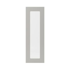 GoodHome Stevia Matt Pewter grey slab Tall glazed Cabinet door (W)300mm (H)895mm (T)18mm