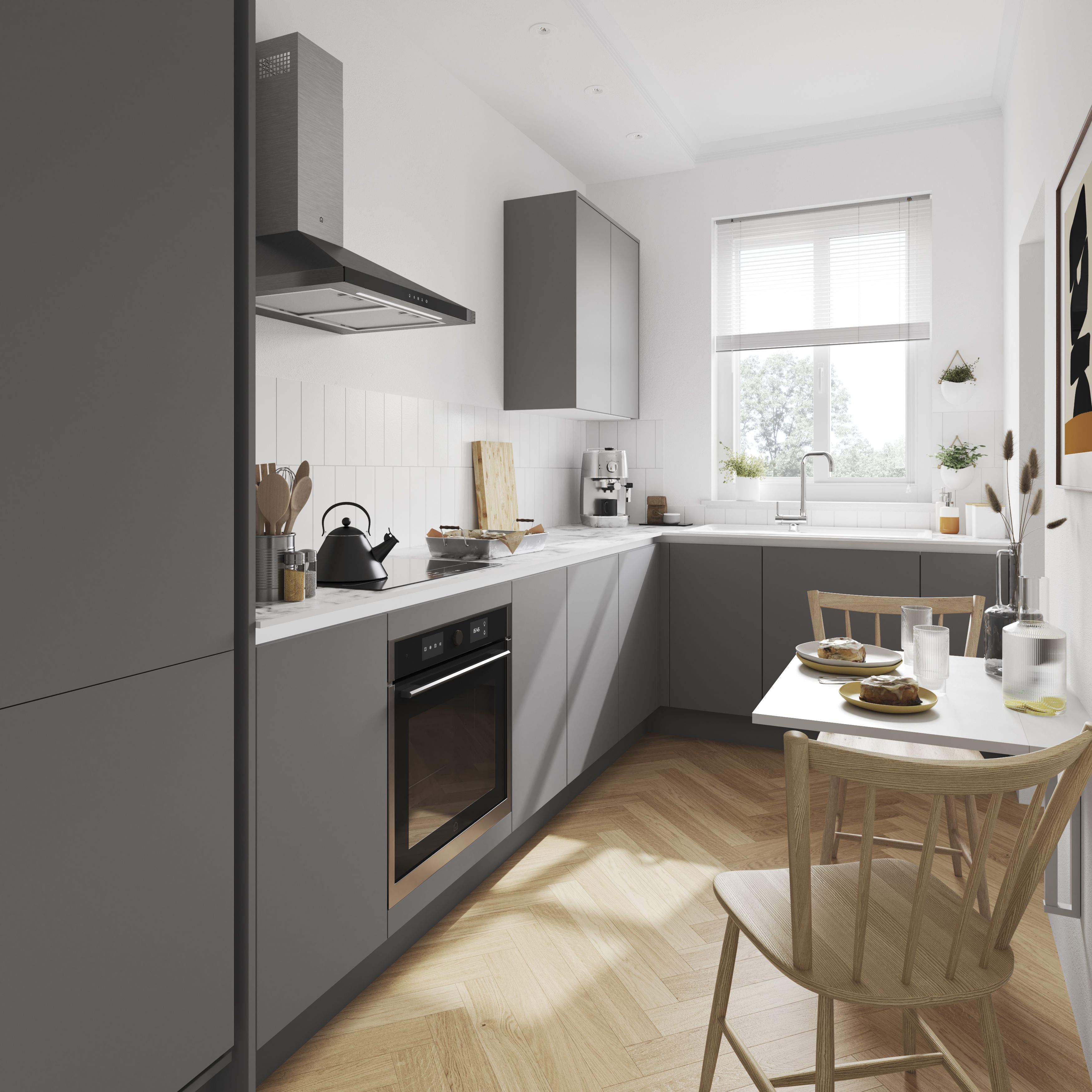 GoodHome Stevia Matt pewter grey Straight Cornice & pelmet, (H)35mm