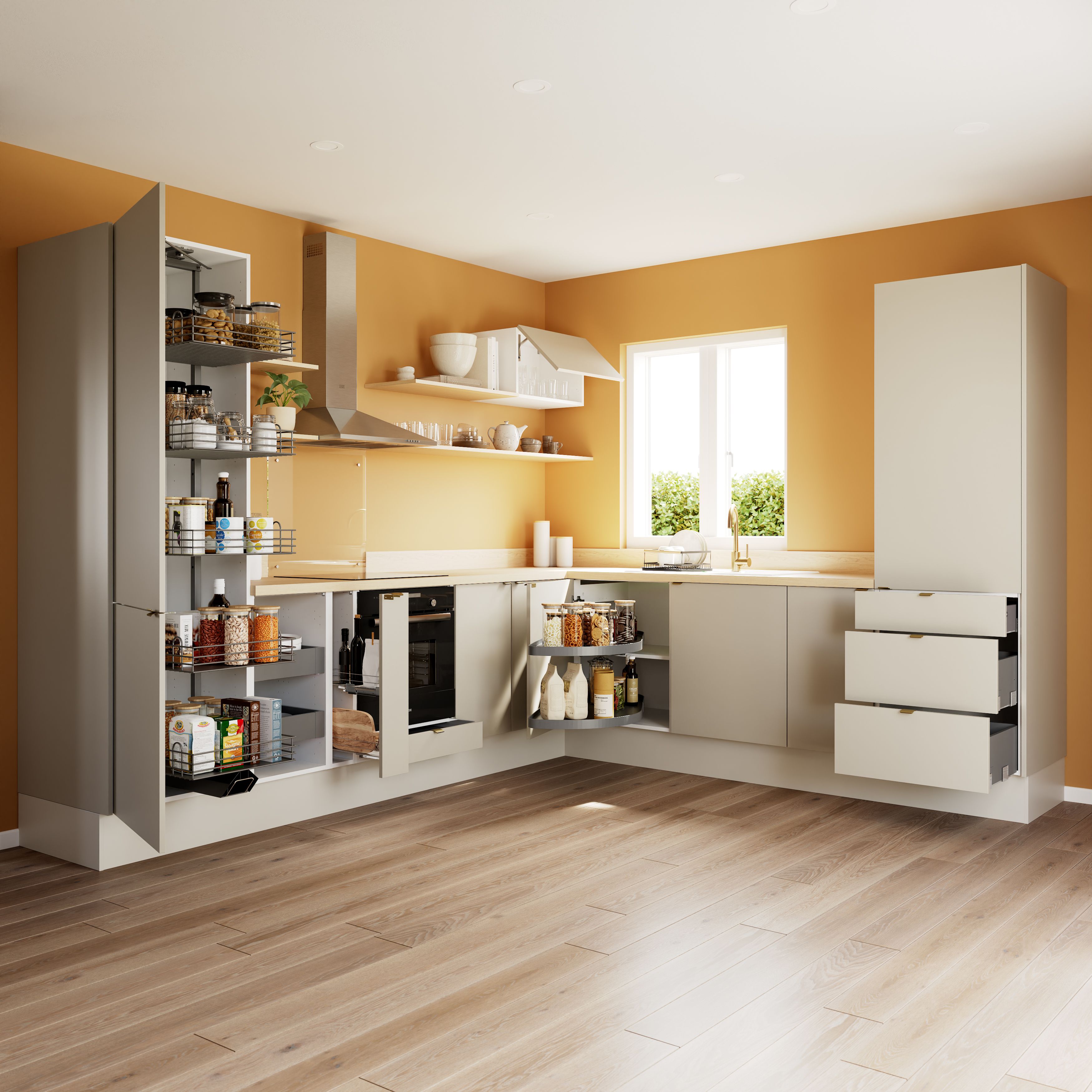 GoodHome Stevia Matt sandstone Slab Highline Cabinet door (W)600mm (H)715mm (T)18mm