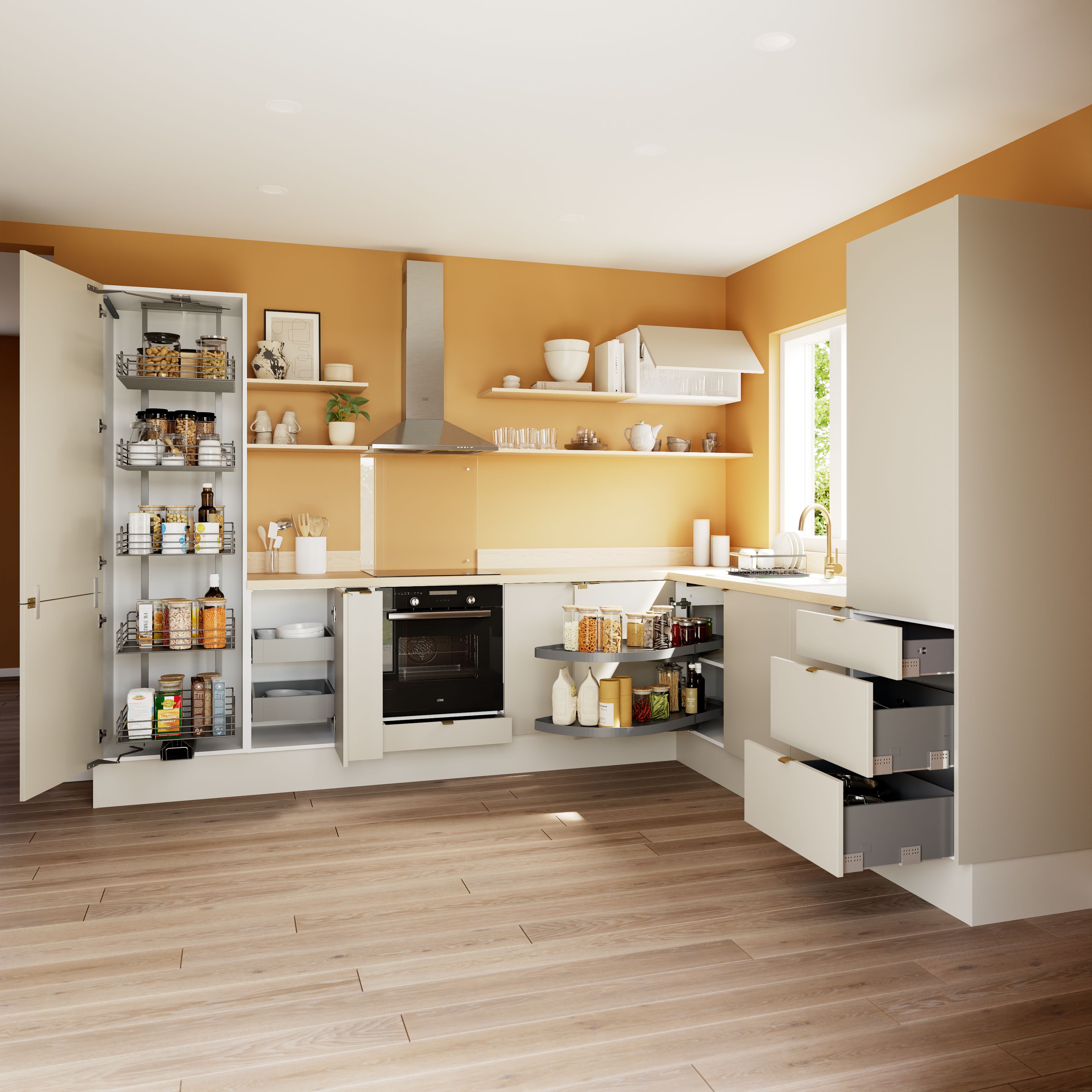 GoodHome Stevia Matt sandstone Slab Highline Cabinet door (W)600mm (H)715mm (T)18mm