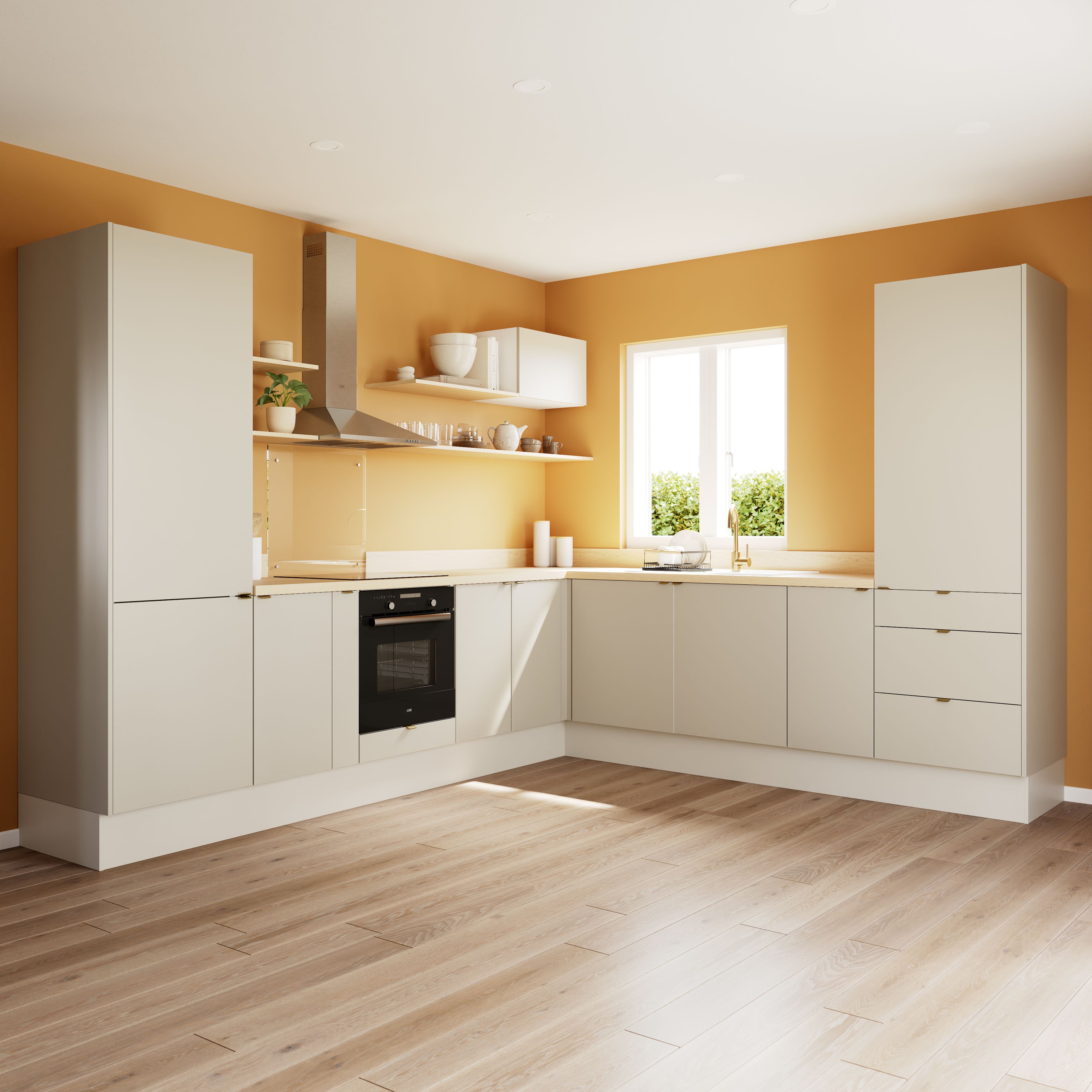 GoodHome Stevia Matt sandstone Slab Highline Cabinet door (W)600mm (H)715mm (T)18mm