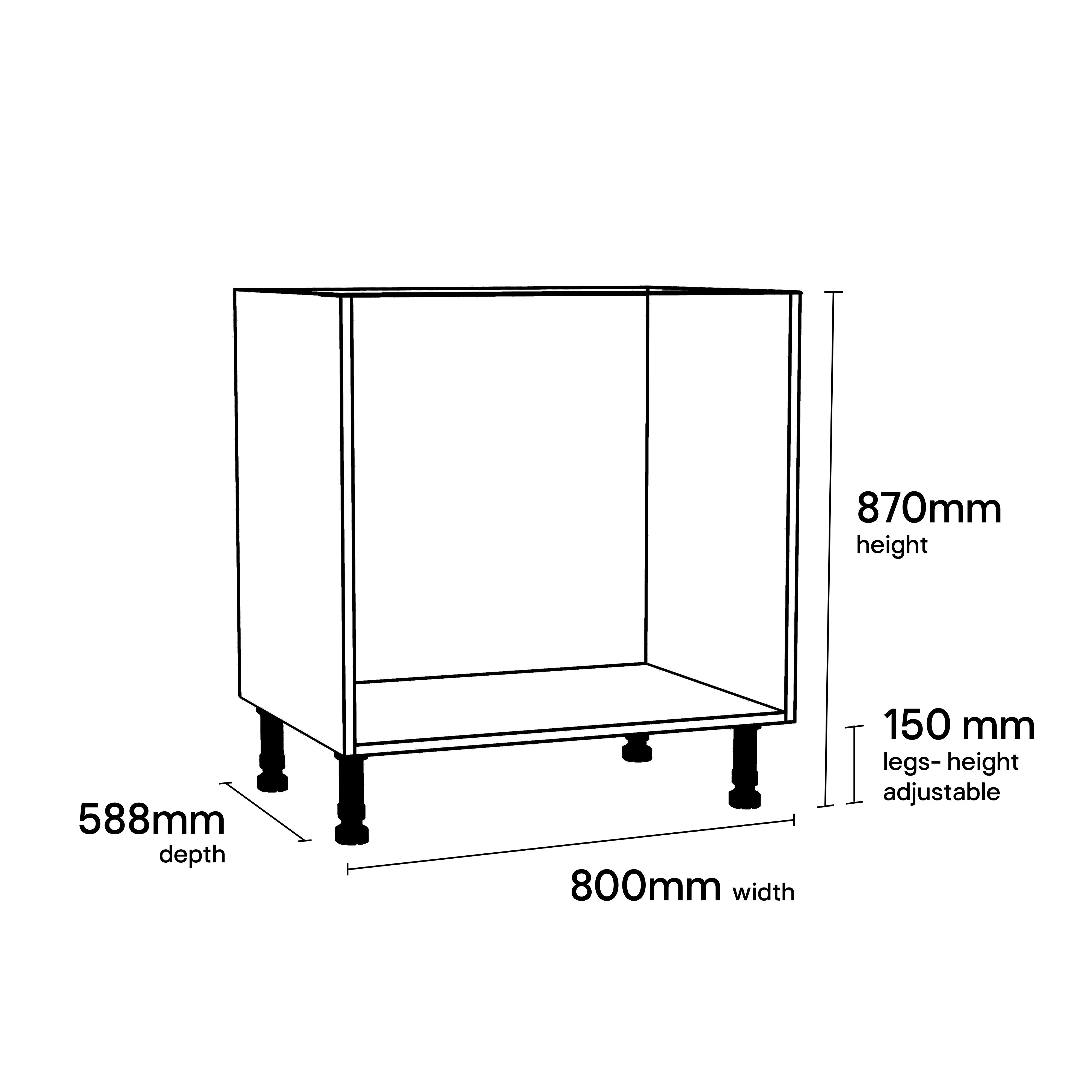 GoodHome Stevia Matt white Base Kitchen cabinet (W) 800mm (H)870mm