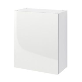 GoodHome Stevia Matt white Gloss white slab Kitchen cabinet (W) 600mm (H)720mm