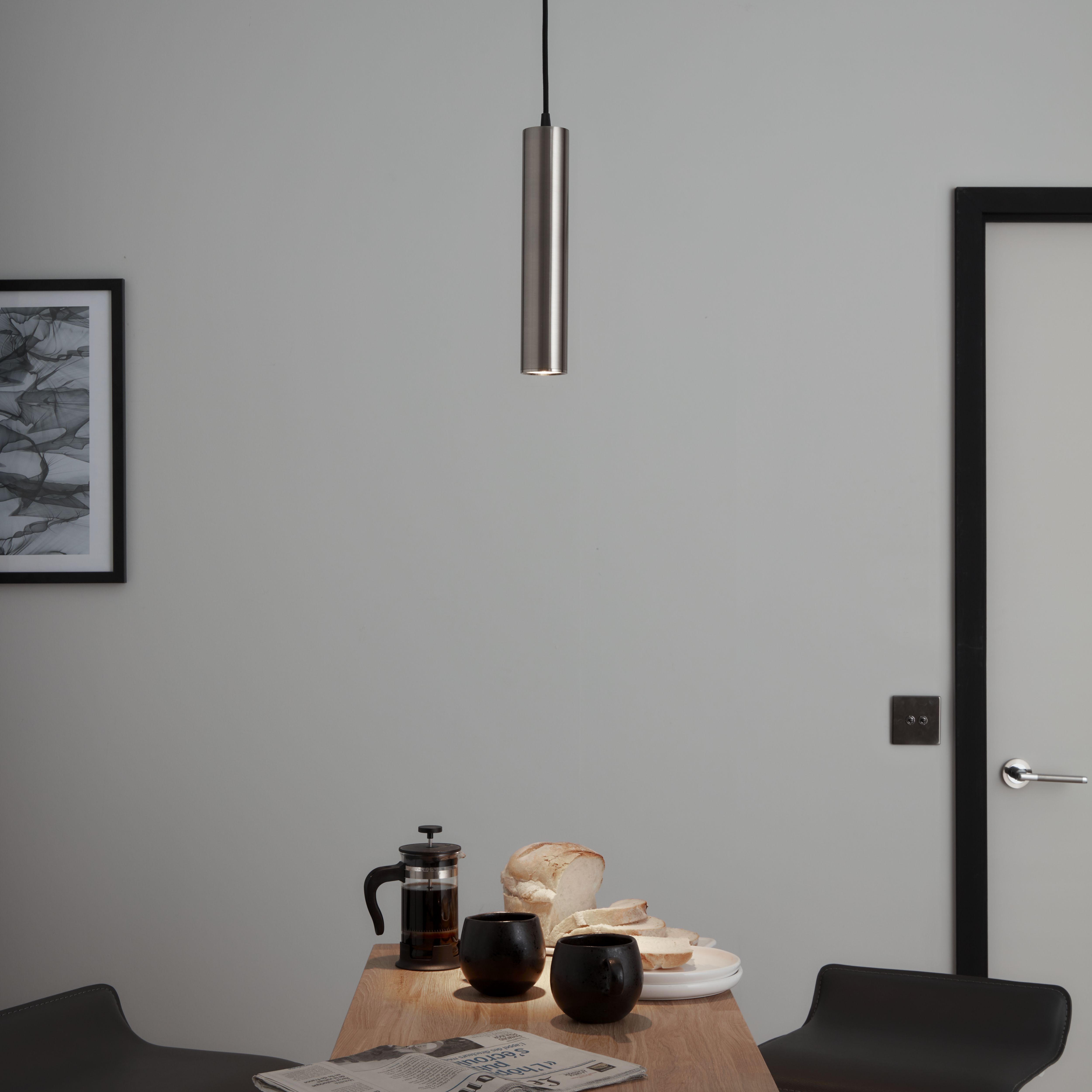 GoodHome Suartone Pendant Chrome effect LED Pendant ceiling light, (Dia)60mm