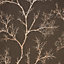 GoodHome Sudeley Brown Icy tree Metallic effect Textured Wallpaper